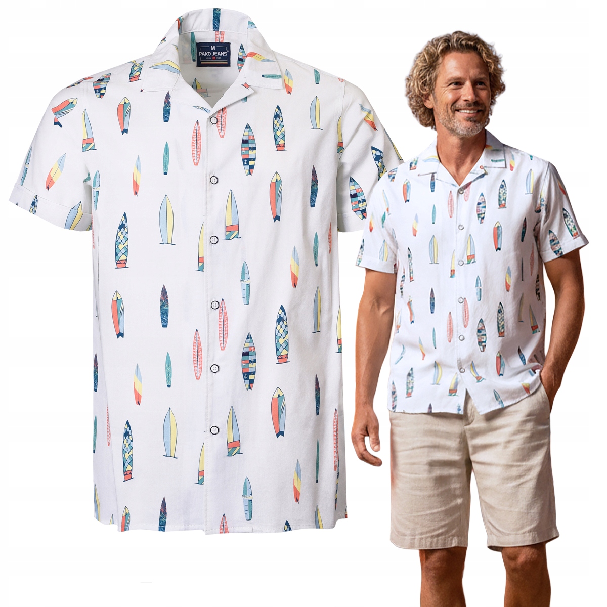 Pánská bavlněná košile s krátkým rukávem a Viskózou Regular Fit Pako Jeans