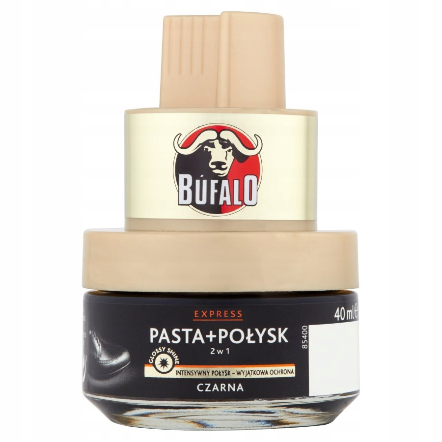 

Bufalo Pasta do butów połysk czarna 40ml 2w1