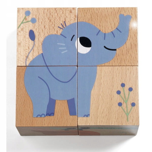 

Djeco Drewniane Puzzle Kostki Zwierzęta Dżungli