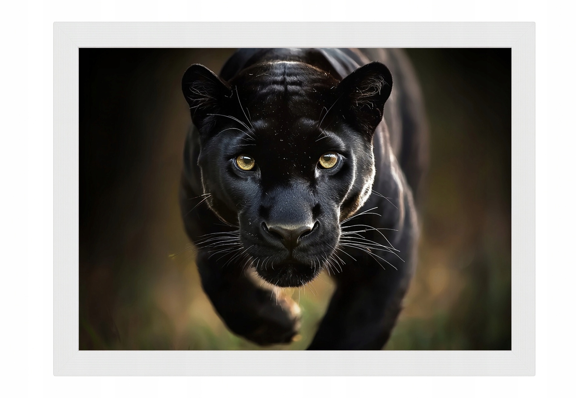 Dřevěný Rámeček Plakát Zvíře Predátor Kočka Černý Panter Puma 100x70