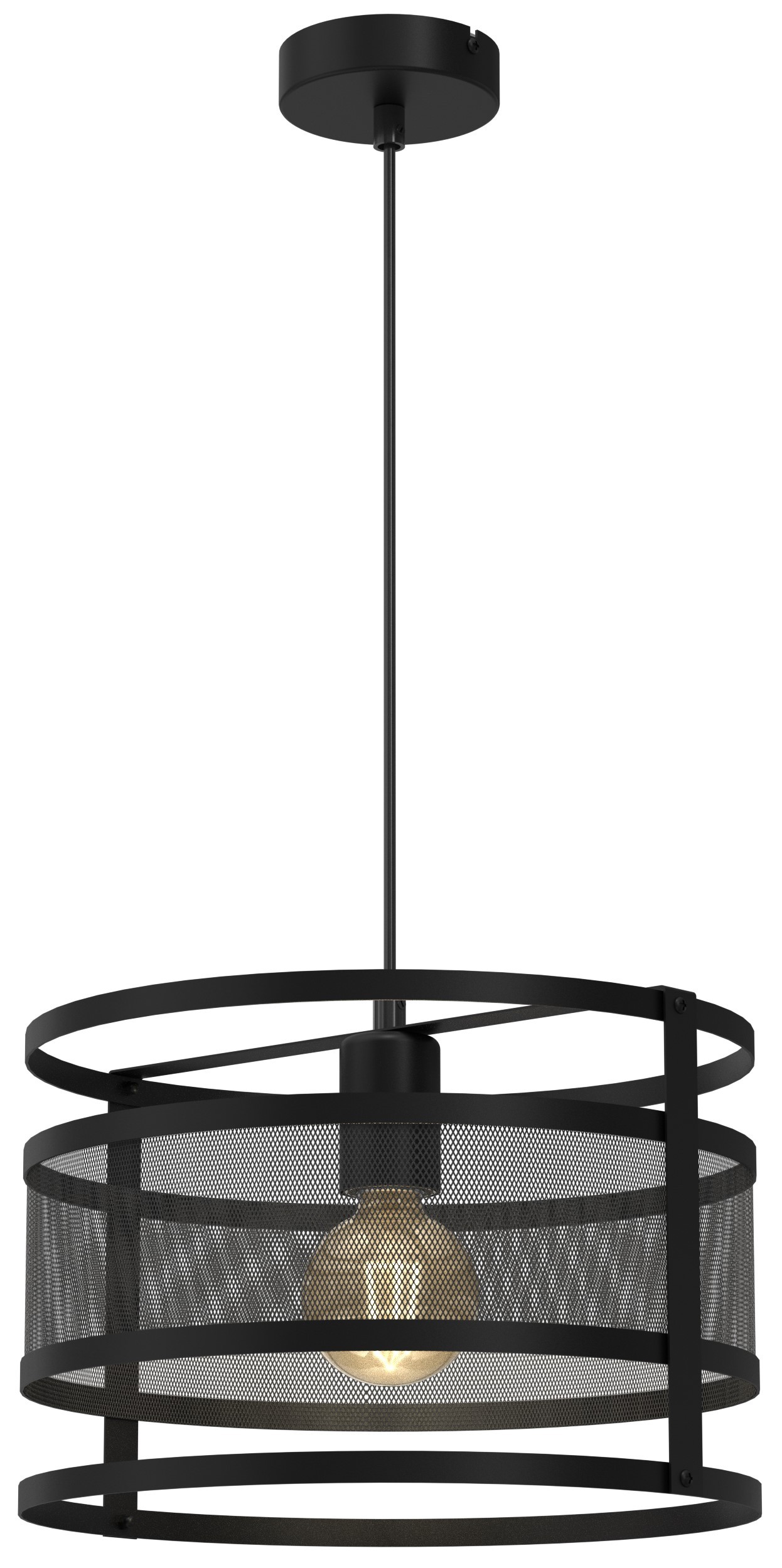 Závěsná stropní lampa Rim Černá kovová 1xE27 30 cm moderní do obývacího pokoje
