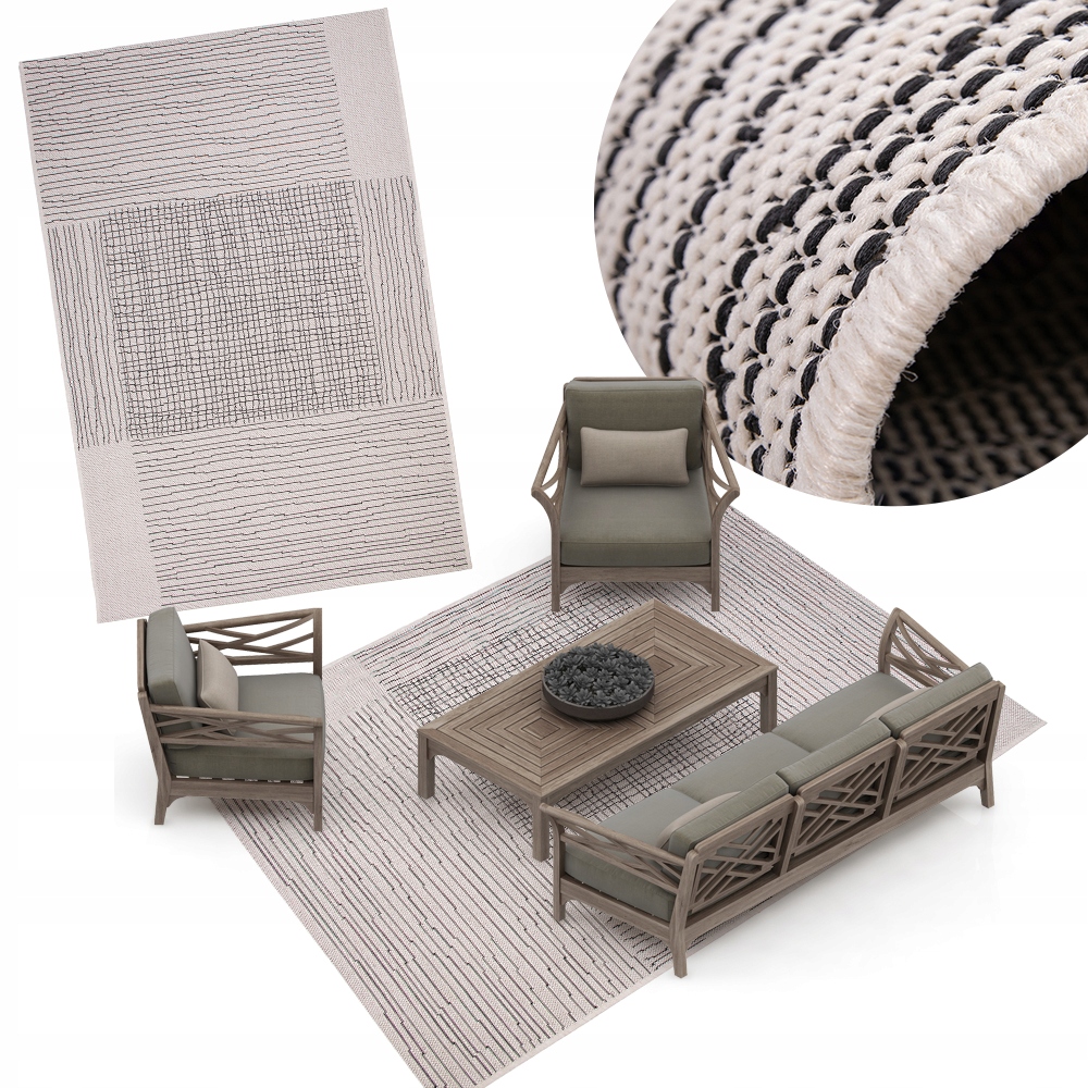 Moderní koberec Lineo z lana 120x160 Módní koberec na terasa balkon #A901