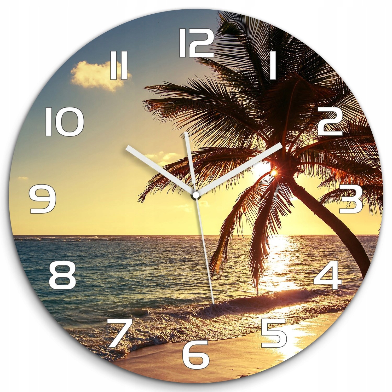 

Duży szklany zegar ścienny Tropikalna plaża fi 60