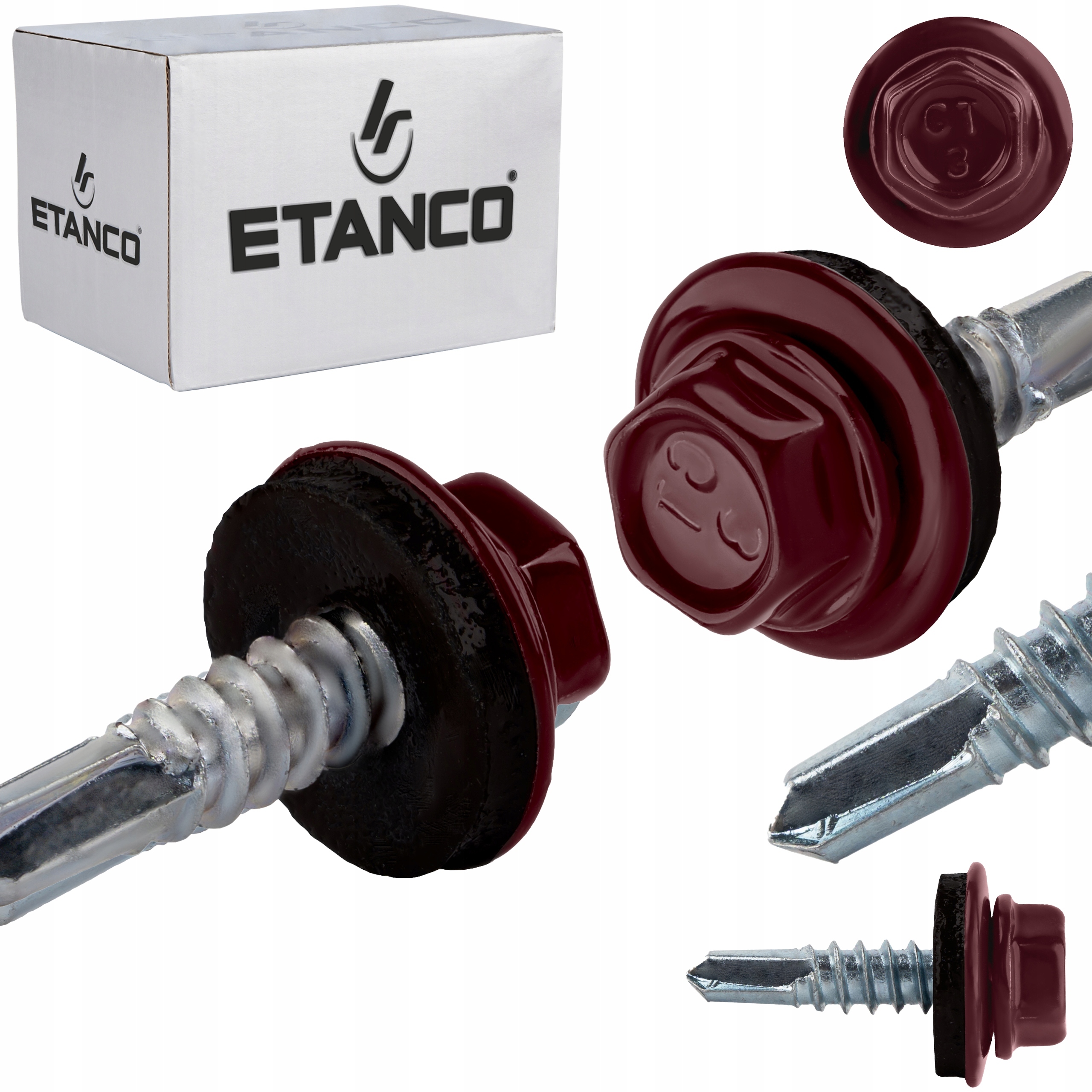 Samovrtné šrouby do kovu 3 mm 4,8 x 19 mm Ral 3005 250 ks Etanco GT3 Z14