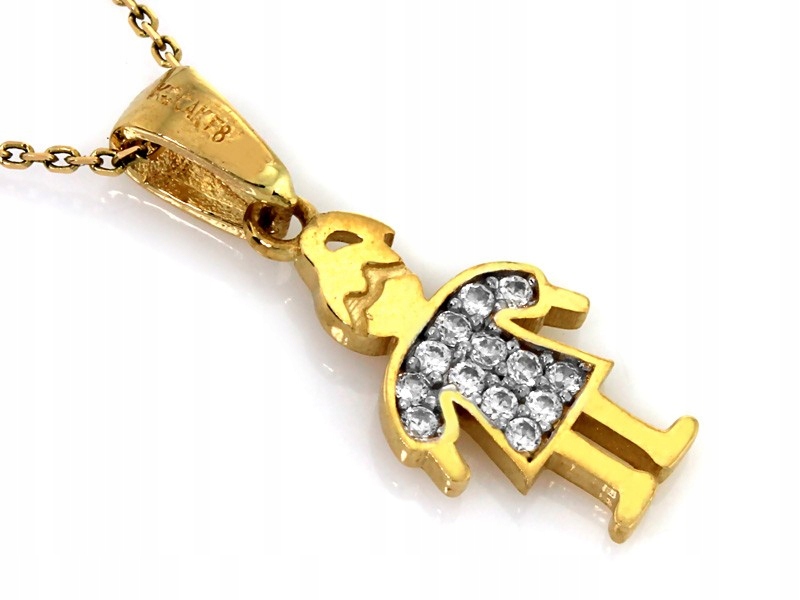 Zlatý Přívěsek ryzost 585 s kubickou zirkonií Dívka 0,89g pro maminku jako dárek