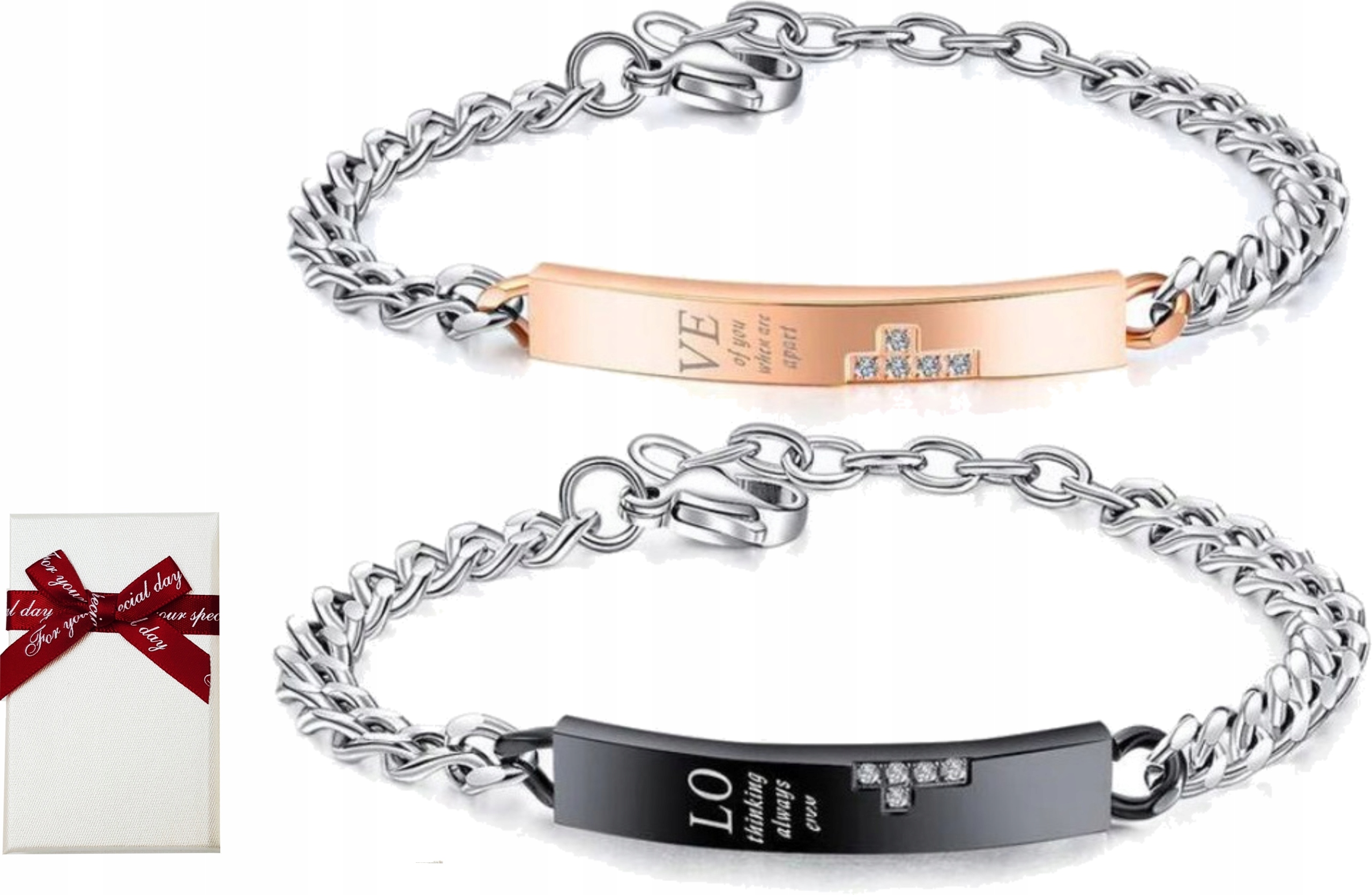 

Bransoletki dla Pary z Grawerem stal Szlachetna