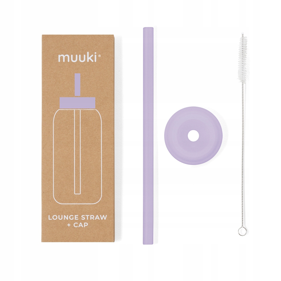 MUUKI słomka do butelek 720 ml Lounge Straw+ CAP PASTEL LILAC