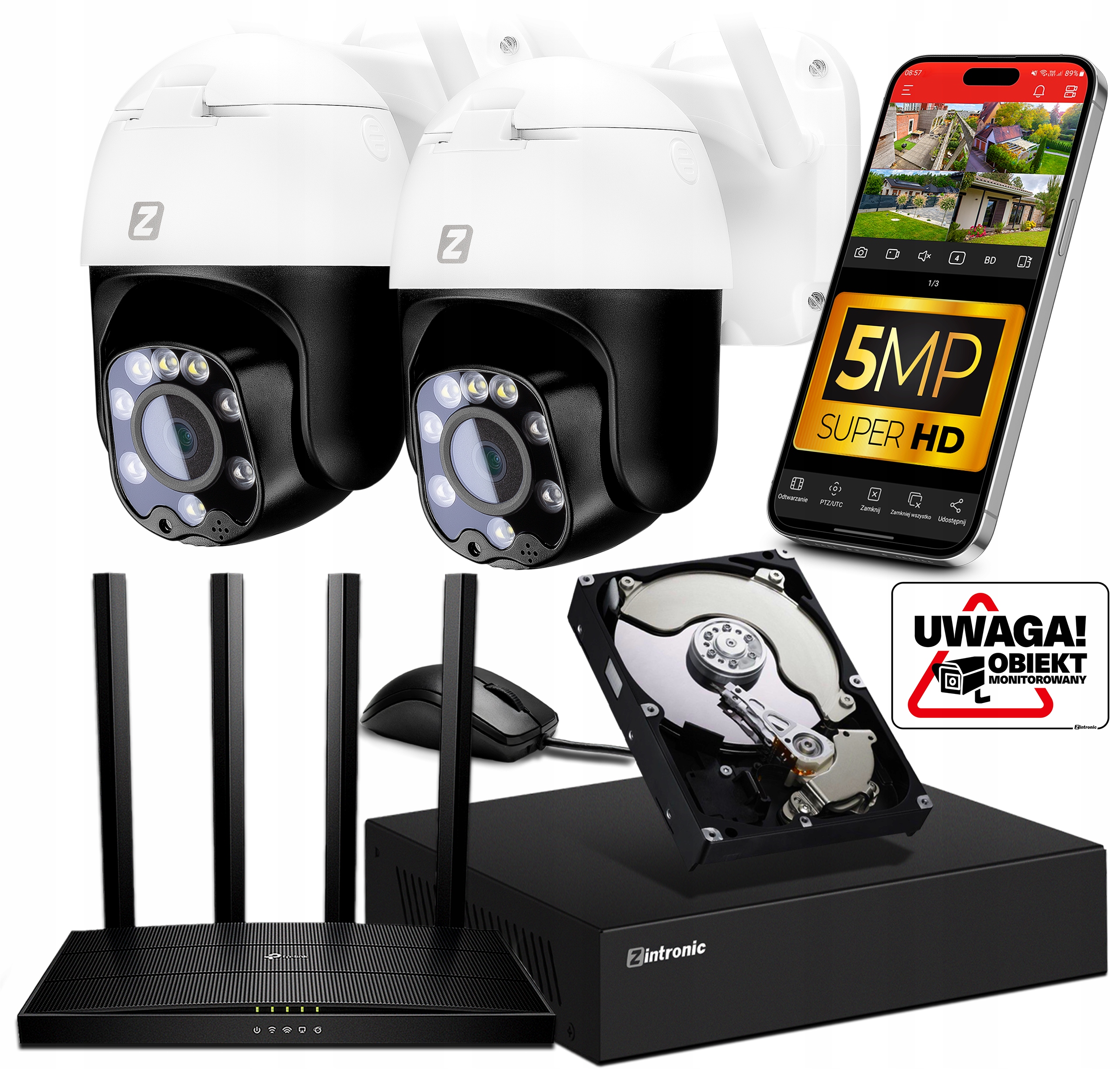 Sada pro Monitorování 2 kamer Ip Wifi 3X Zoom 5MPx 2K