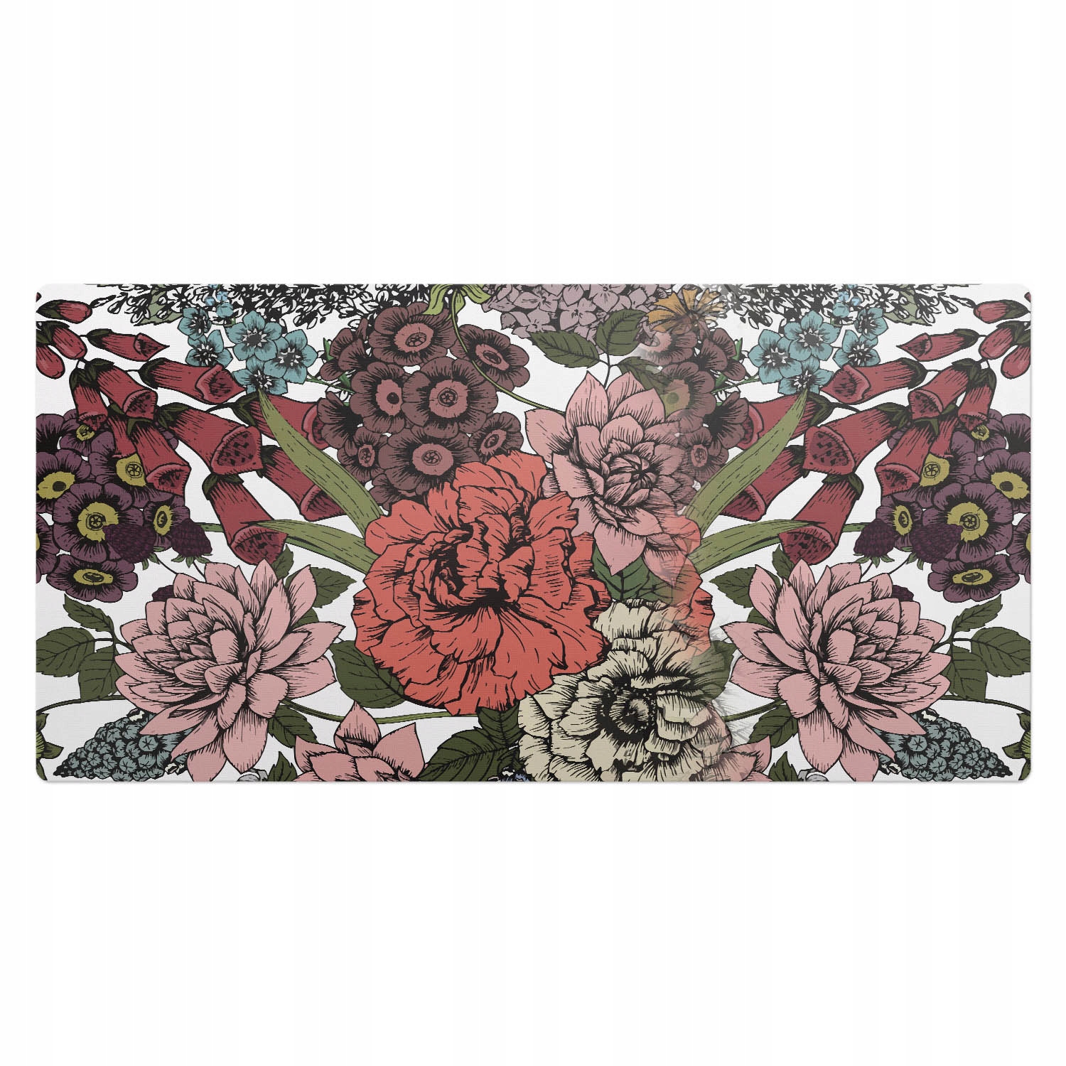 Protiskluzová podložka na psací stůl do kanceláře Retro květinový styl 100 x 50 cm