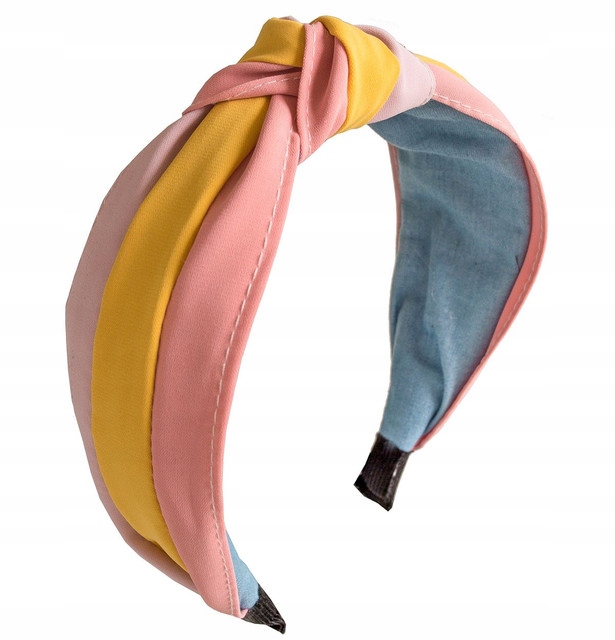 

Opaska do włosów szeroka knot ombre różowa