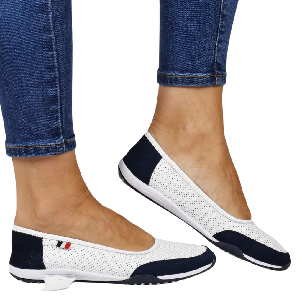 Bílo Modré Sportovní Polobotky, Kožené Baleríny, Pohodlné, Měkké, Lehké