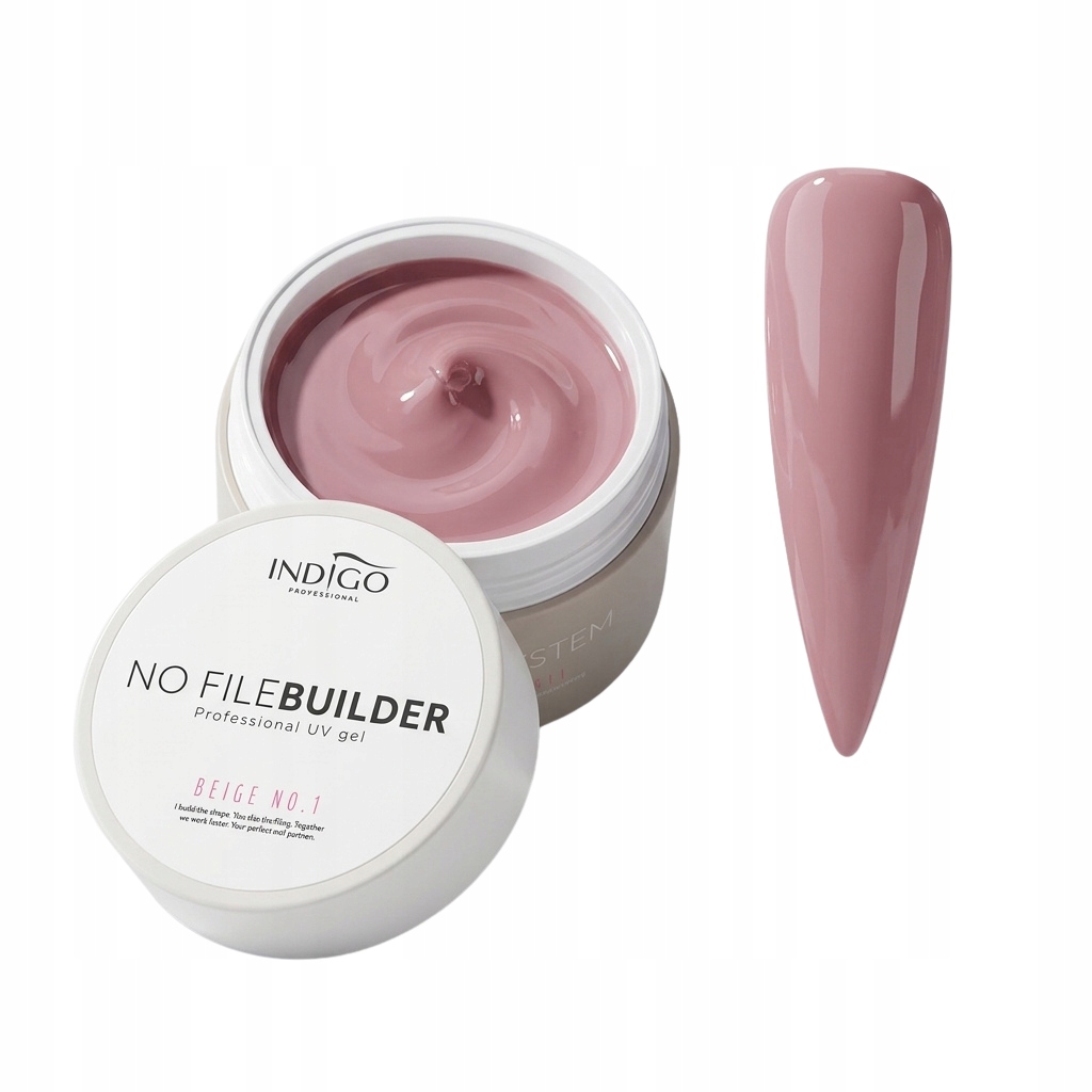 Indigo stavební gel Beige No.1 15g No File Builder pro prodlužování nehtů