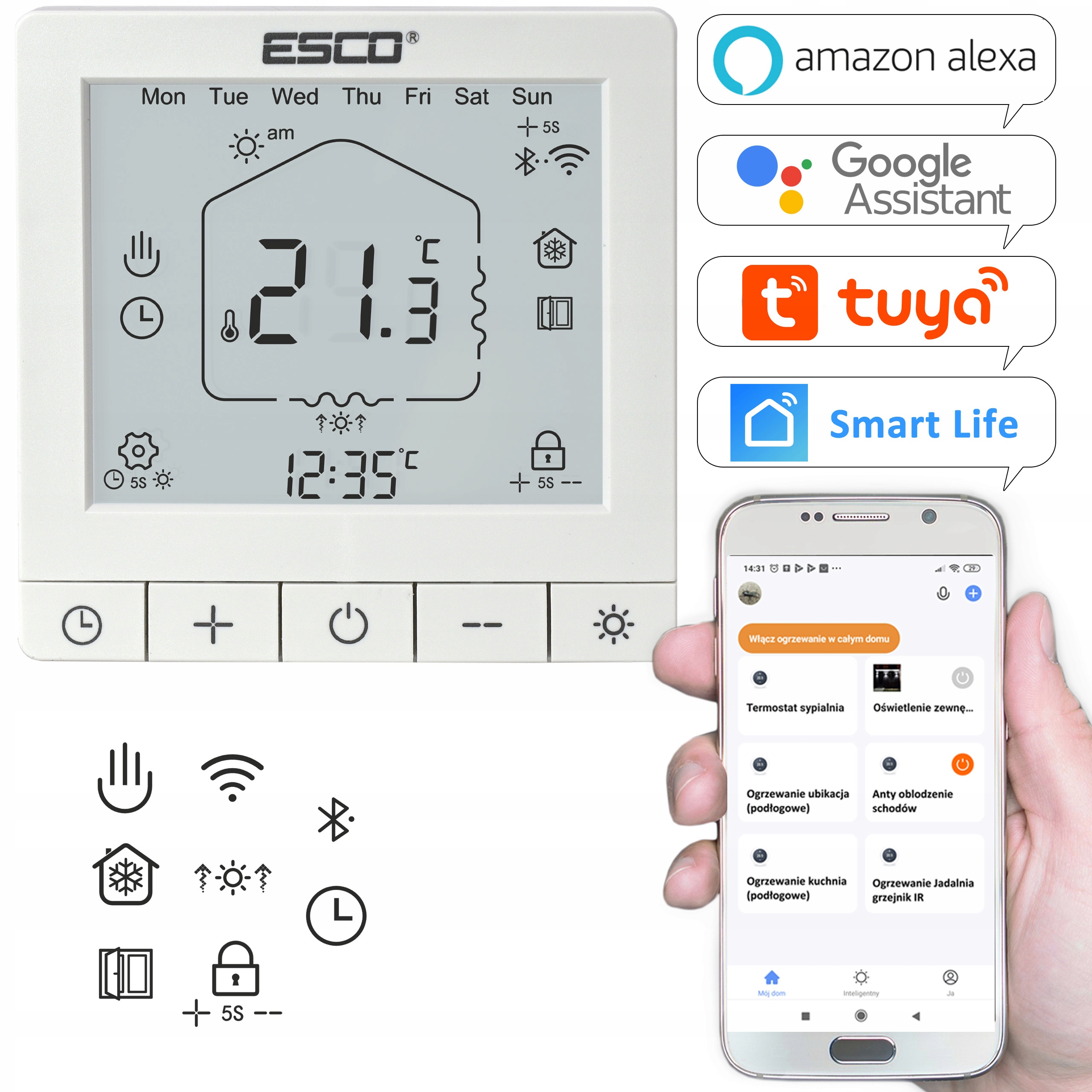 Regulator ogrzewania podłogowego WIFI +dualsensor Powierzchnia grzewcza 0 m²