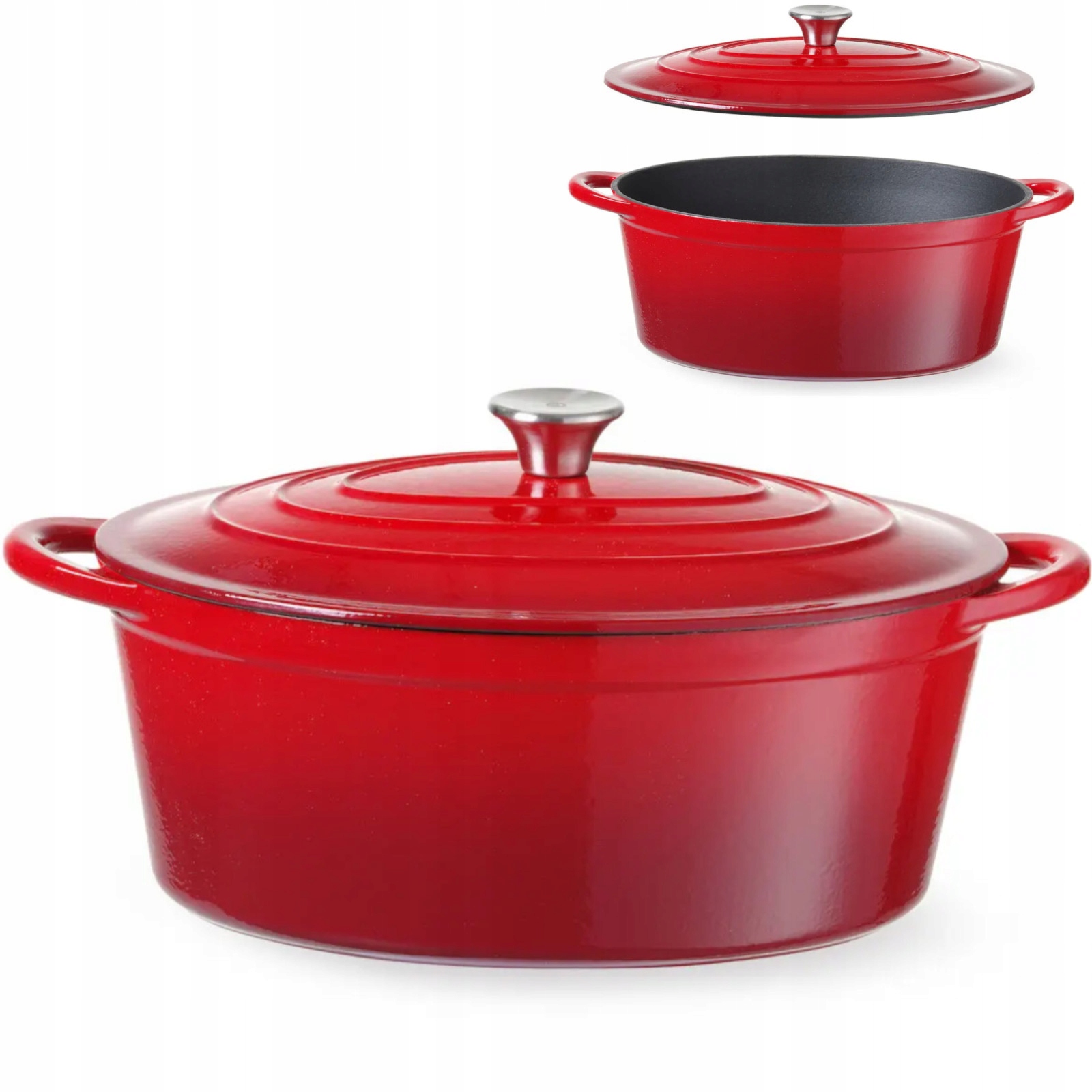 Smaltovaný litinový hrnec 6,88 l červený Hendi 626825