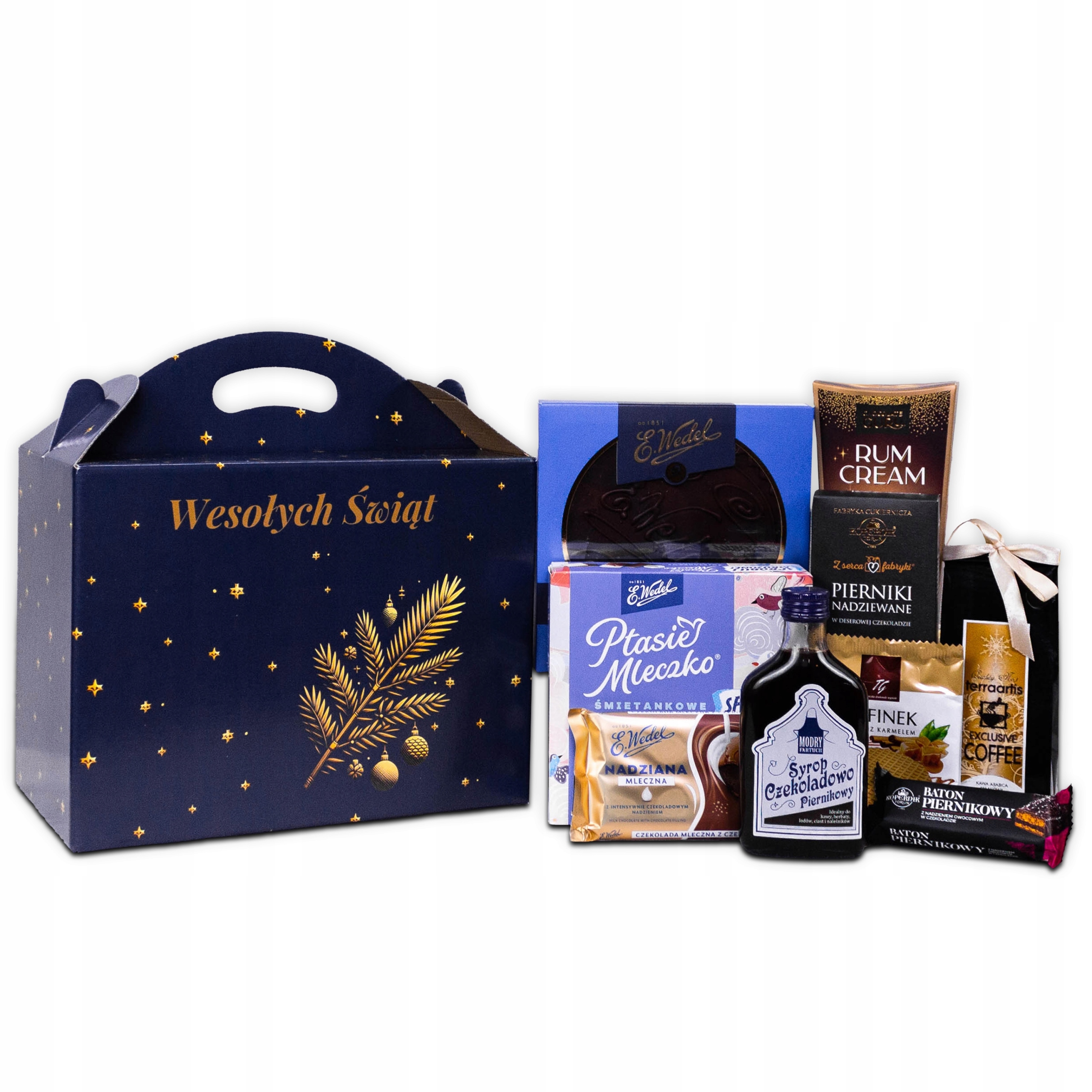 Levně Dárková sada , vánoční balíček ptasie mleczko, dort, sirup, káva