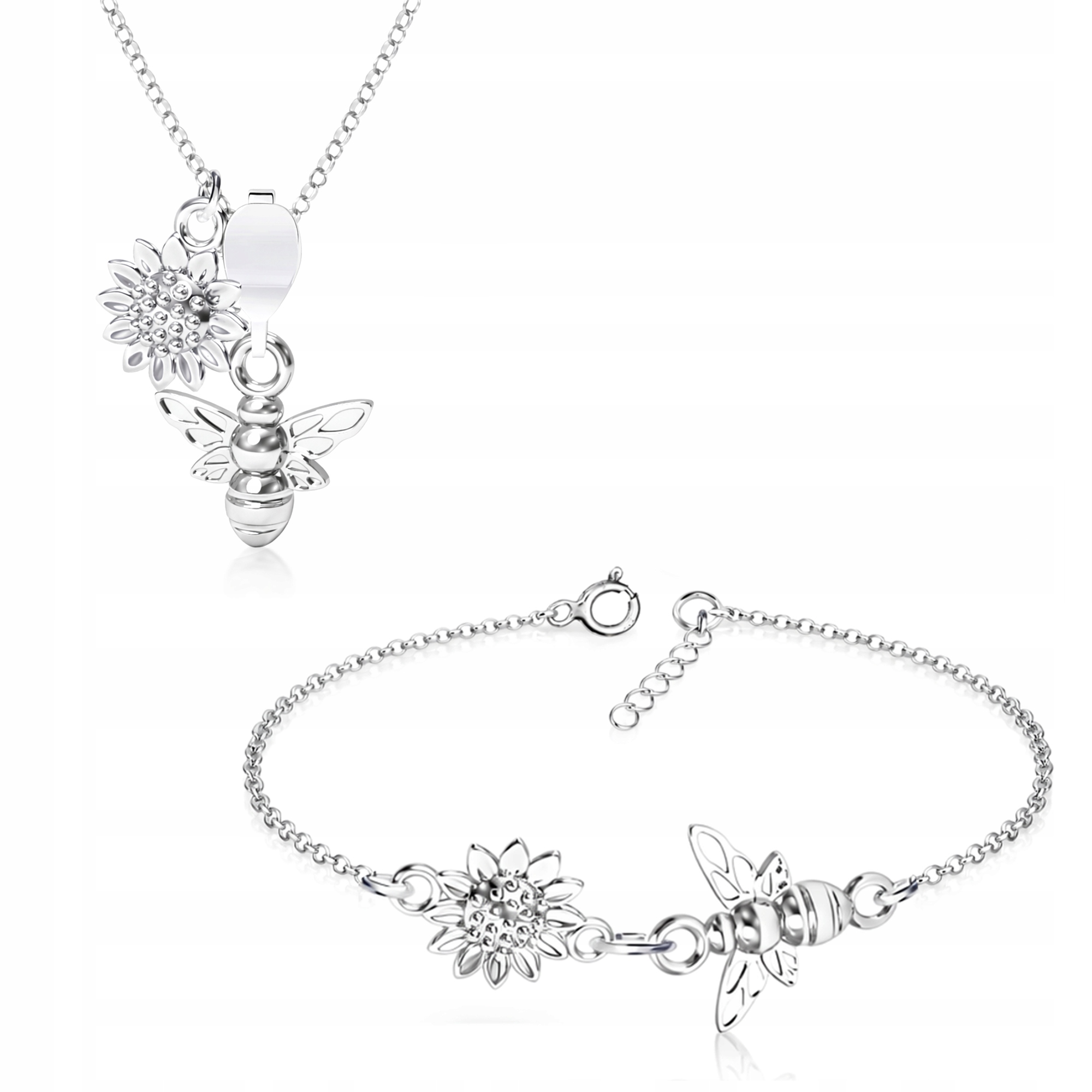 Sada stříbrných šperků Slunečnice a včelka Stříbro ryzost 925