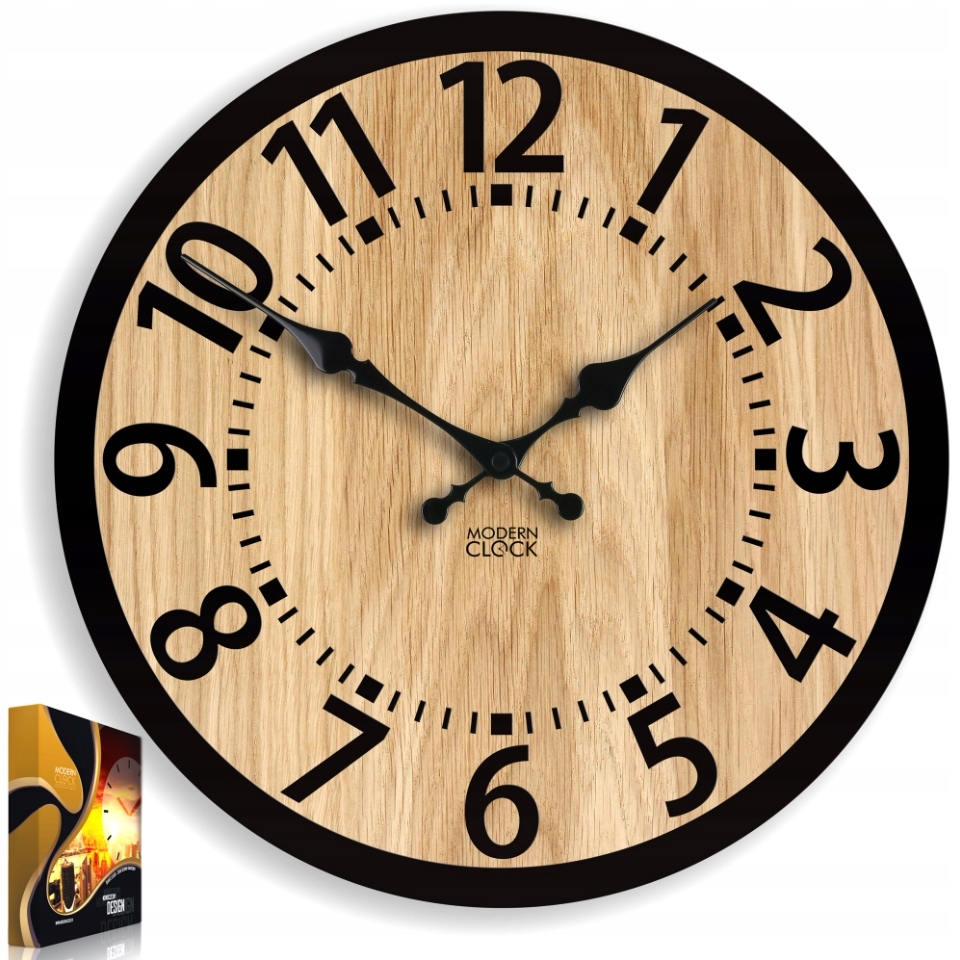 Dřevěný dubový nástěnný hodinový stroj Berlinclock 33 cm analogový Kulatý Tichý