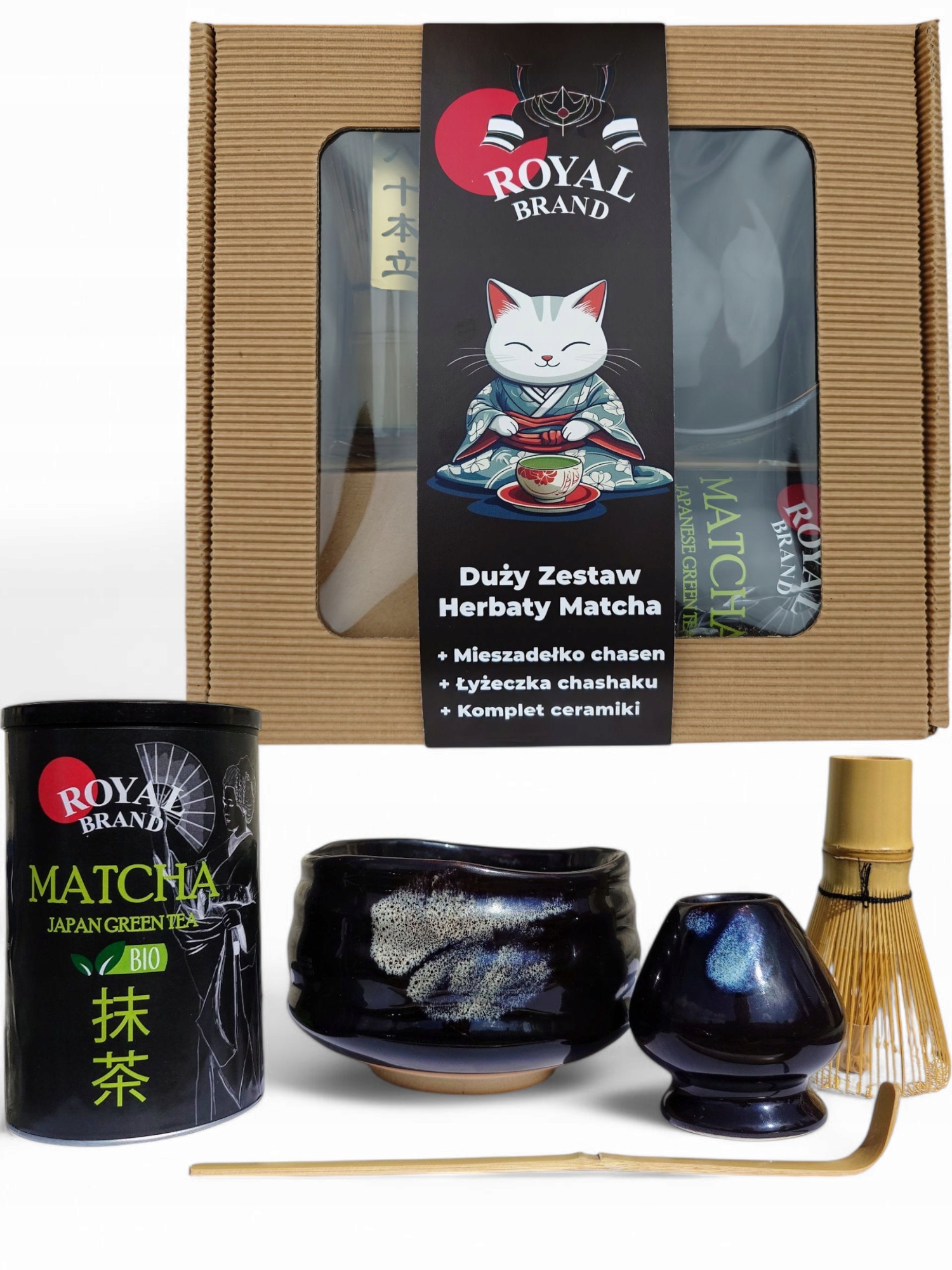 Levně Sada pro přípravu Matcha Bio čaje 100g s obřadní miskou, metličkou a lžičkou