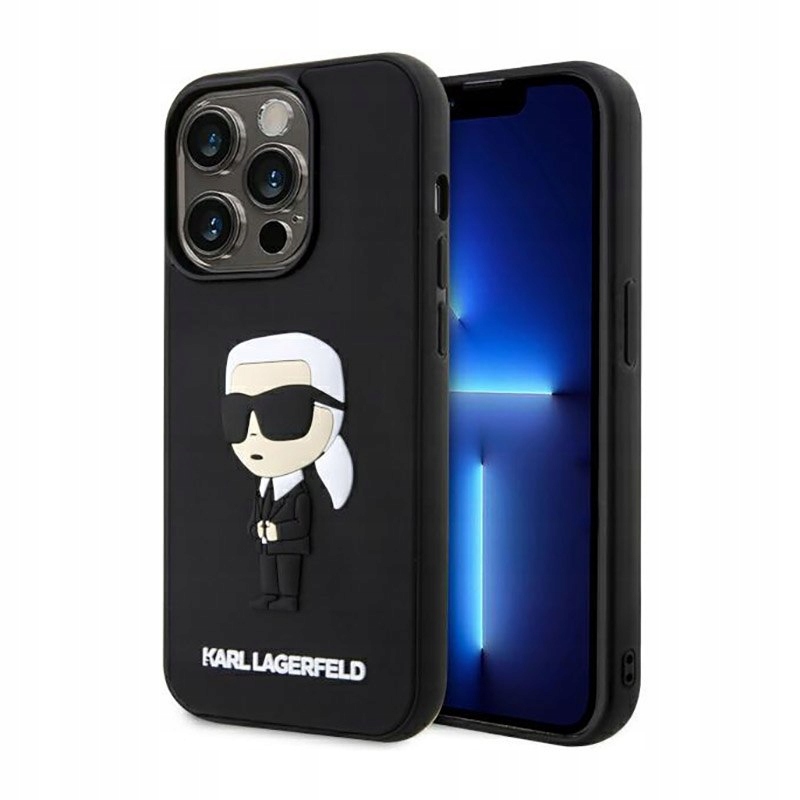 Karl Lagerfeld 3D Rubber Nft Ikonik Pouzdro pro iPhone 14 Pro (Černé)