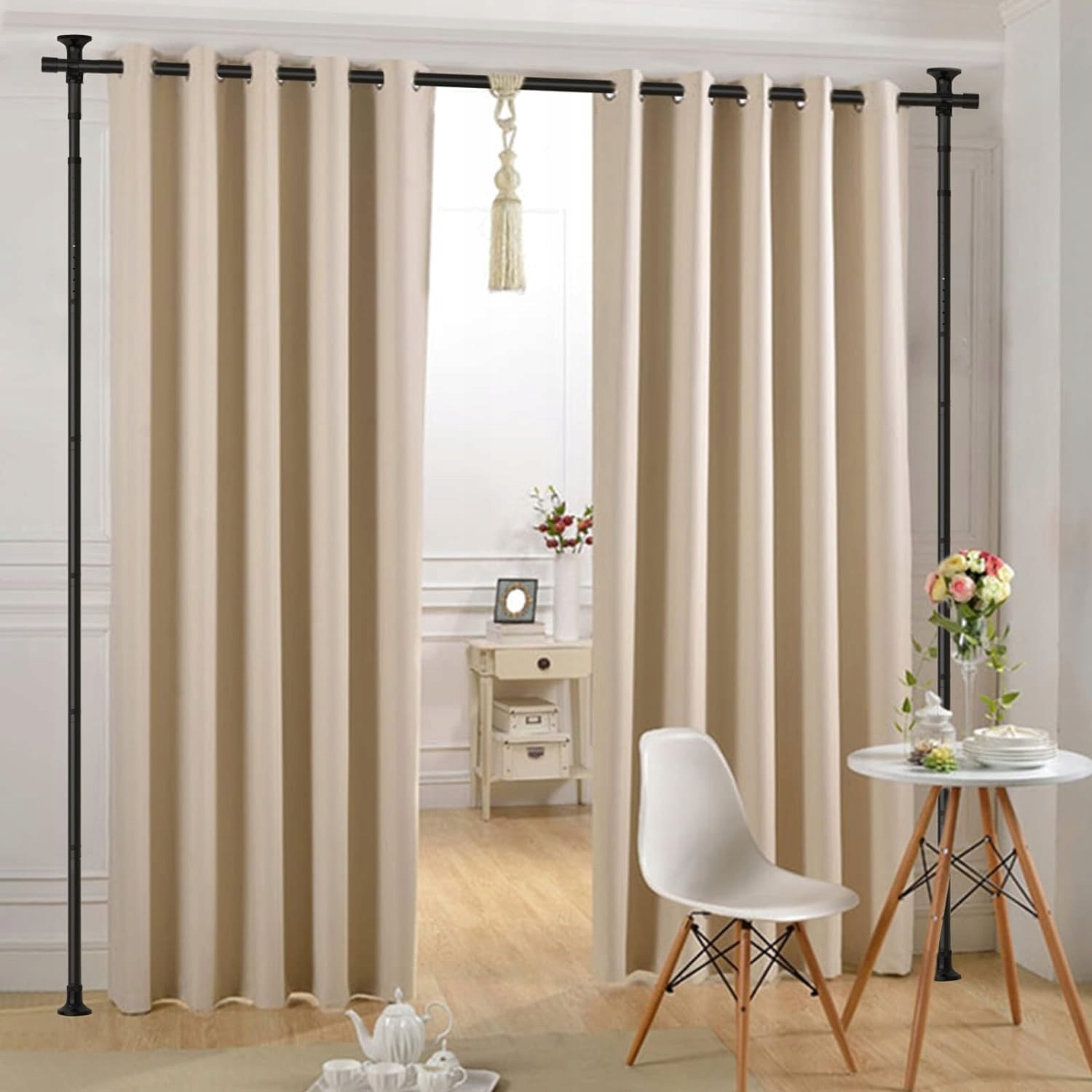 Rozpěrný rám Garnýž Podlaha-Strop 176x305 cm Rozdělení místnosti Černá