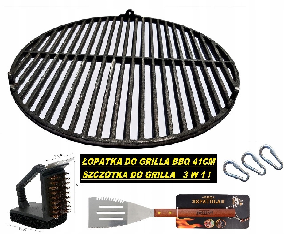 RUSZT ŻELIWNY OKRĄGŁY DO GRILLA OGRODOWY TRÓJNÓG