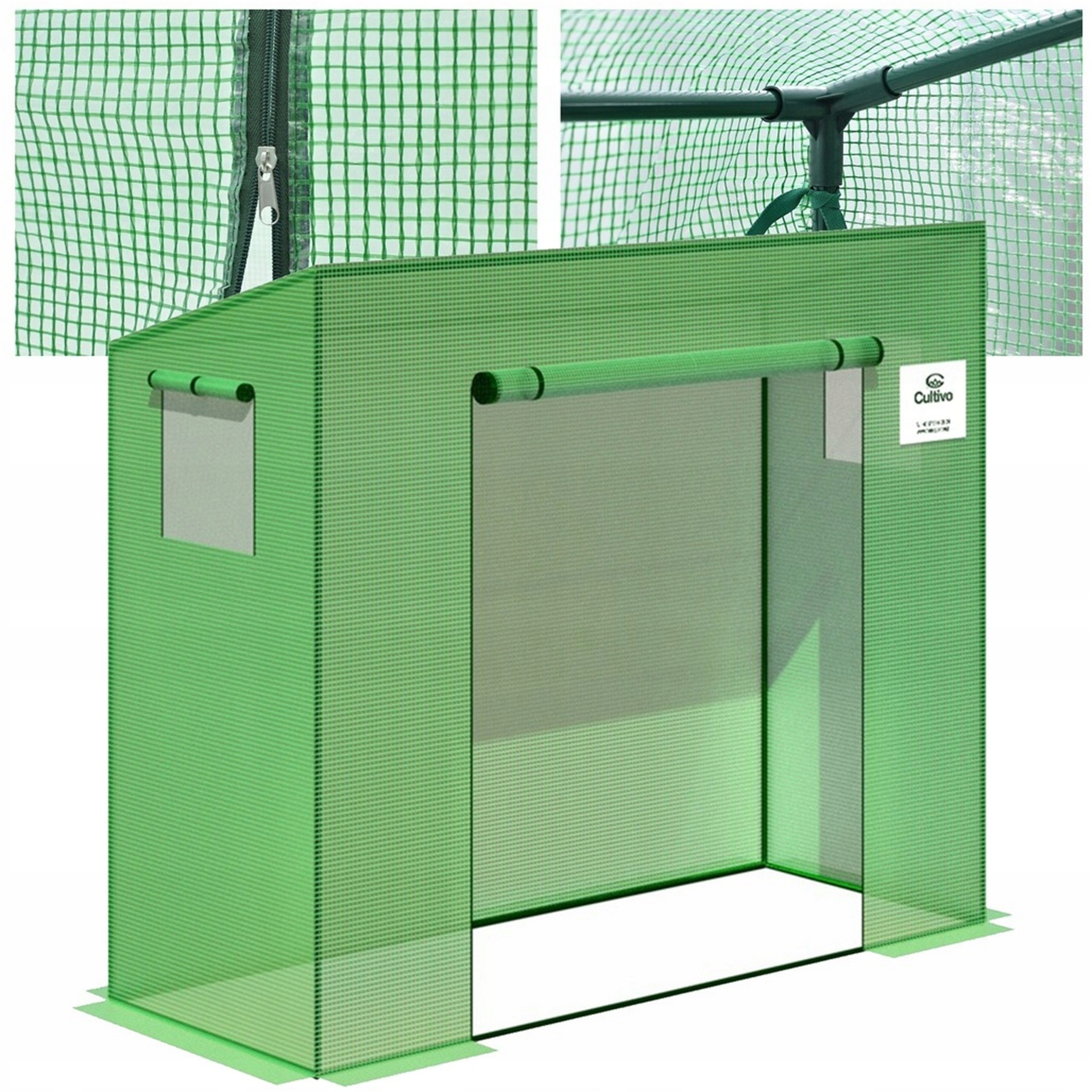 Mini Skleník Balkonový Zahradní 200x77 cm Terasa Pro Zeleninu Rajčata Zelený