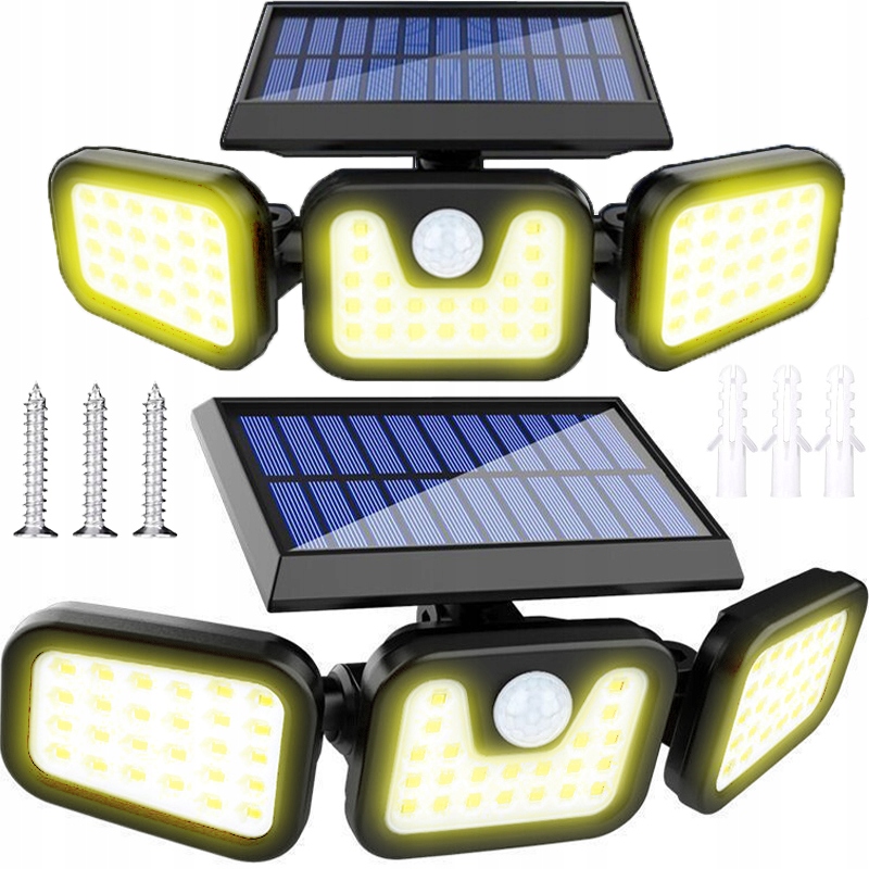 

Lampa Solarna Z Czujnikami Potrójna 72 Led Mocna