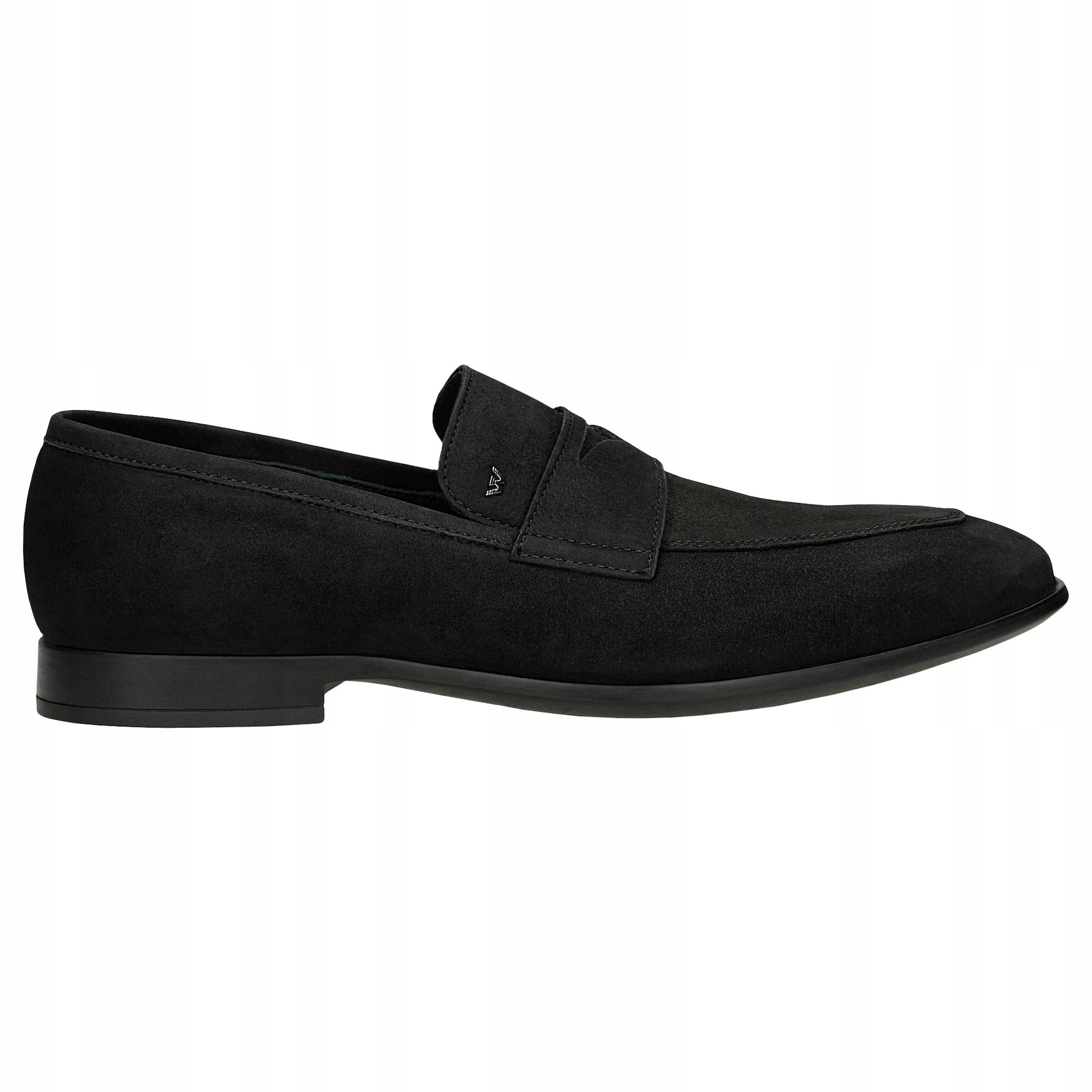 Pánské černé polobotky loafersy z nubuku Wojas vel.