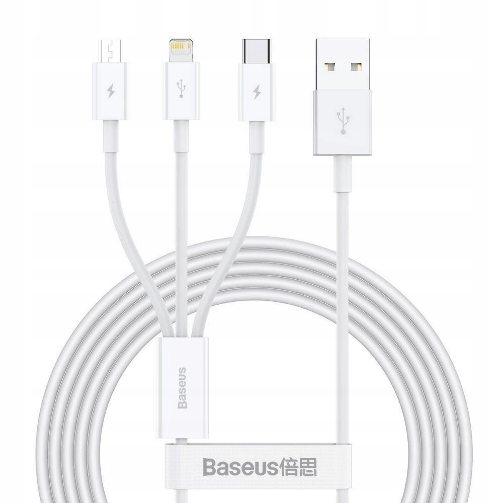 Kabel przewód Usb 3w1 Usb-c, Lightning, micro Usb 150cm Baseus CAMLTYS-02