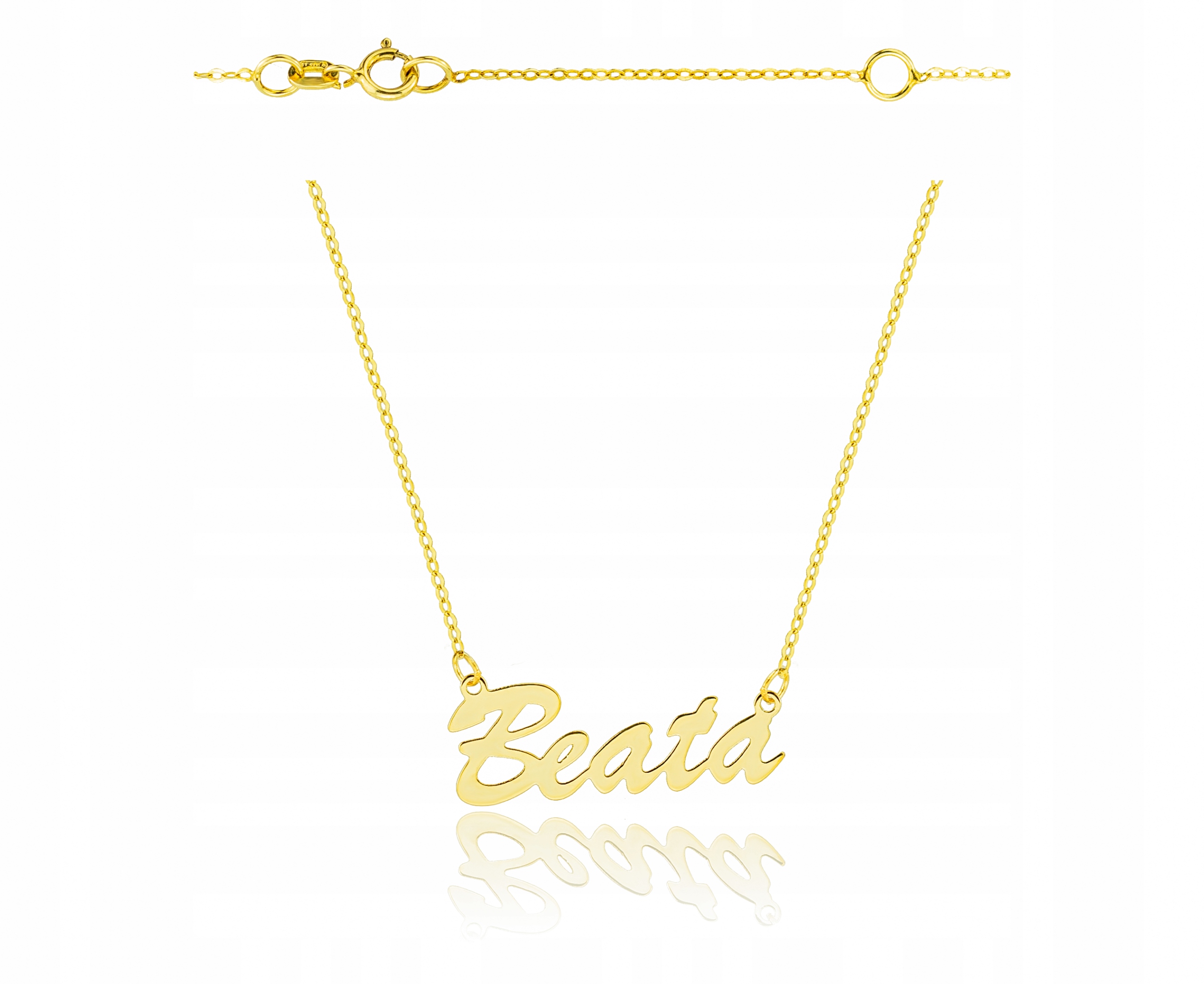 Zlatý náhrdelník 0,585 s jménem Beata Gravírování