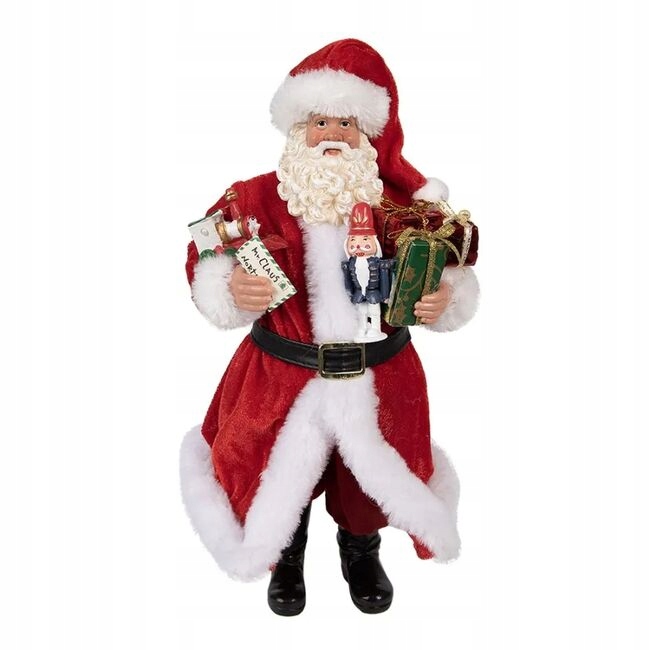 Clayre & Eef Vánoční dekorace Santa s dárky a louskáčkem, 28 cm