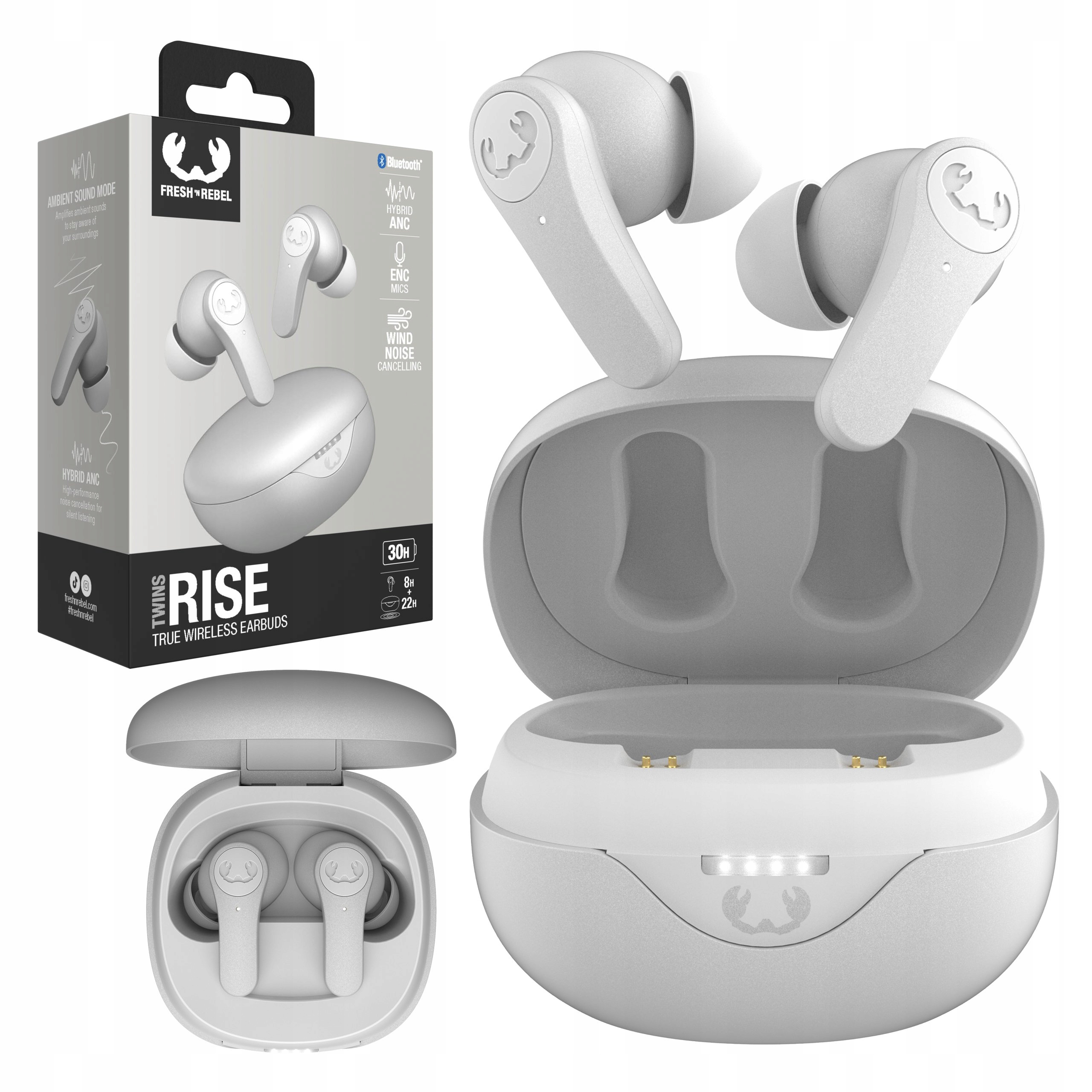 Fresh 'n Rebel Słuchawki Bezprzewodowe Dokanałowe Z Anc Twins Rise Ice Grey