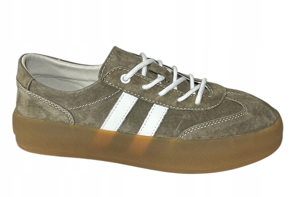 Sneakersy Półbuty Damskie GOODIN GD-XF-167 R.39 Skóra Khaki Zamsz