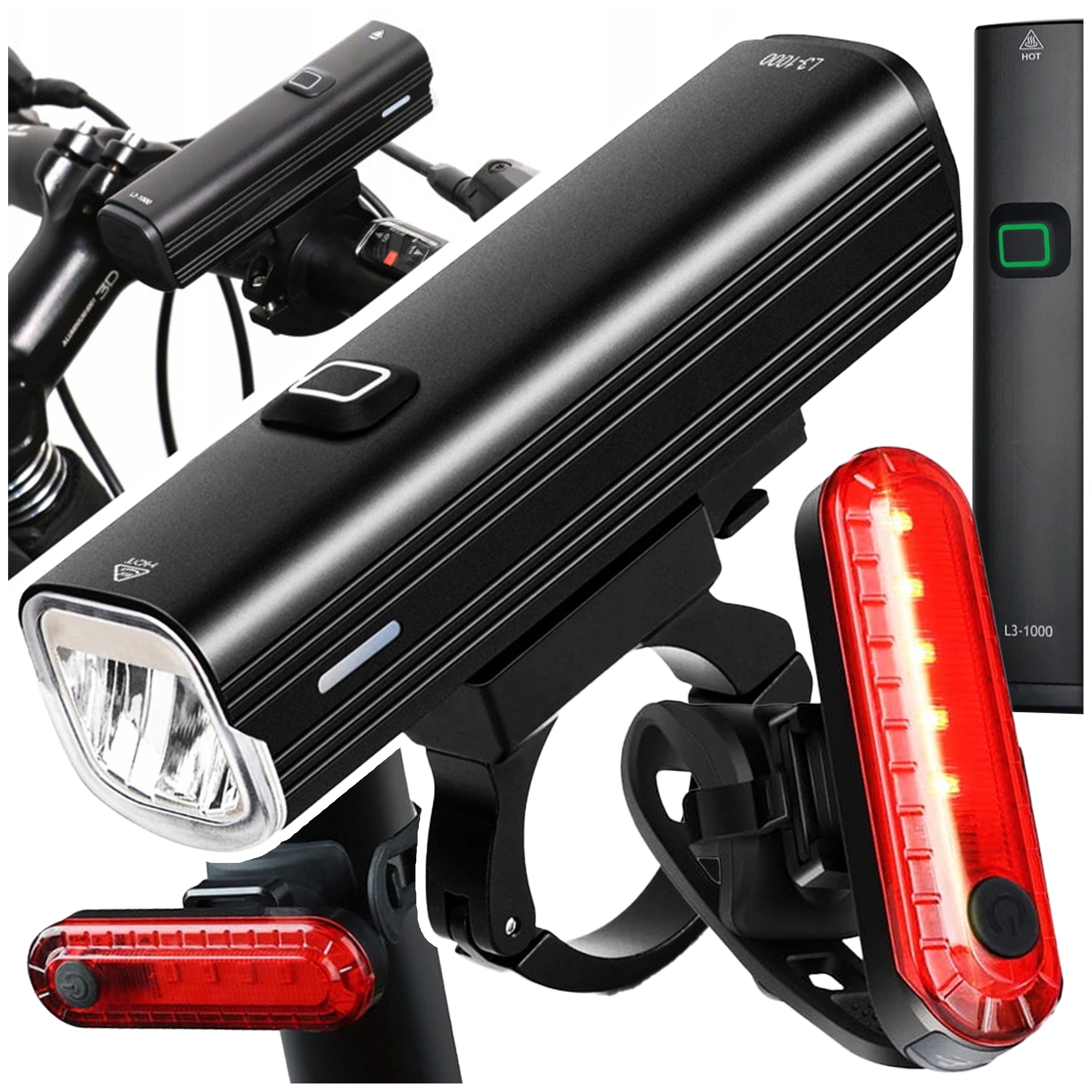 Lampka Rowerowa Led Tylna Usb Przednia Przód Mocna Tył Zestaw Na Rower