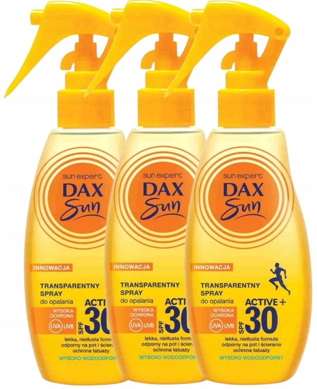 3 kusy Active Transparentní ochranný sprej SPF30 Triger 200 Ml Dax Sun