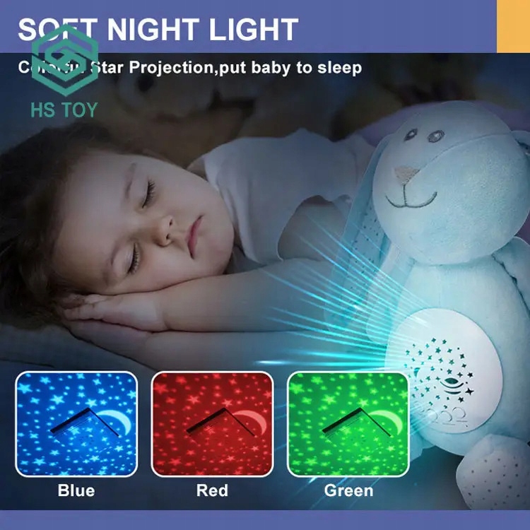 KRÓLIK MIŚ SZUMIŚ USYPIACZ LAMPKA NOCNA PROJEKTOR 2w1 10 KOŁYSANEK Wiek dziecka 0 +