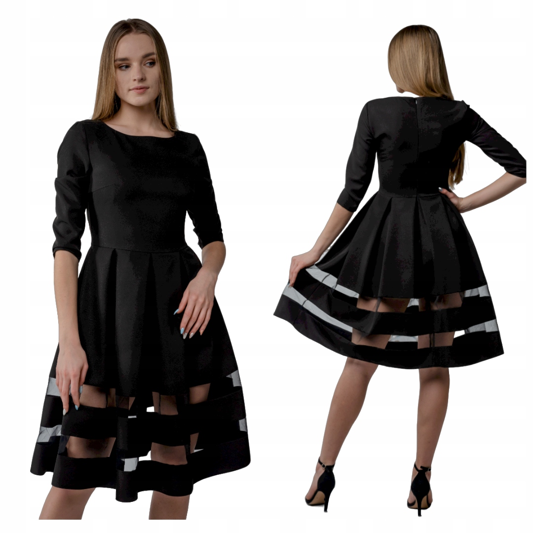 Šaty elegantní midi černá S59 S