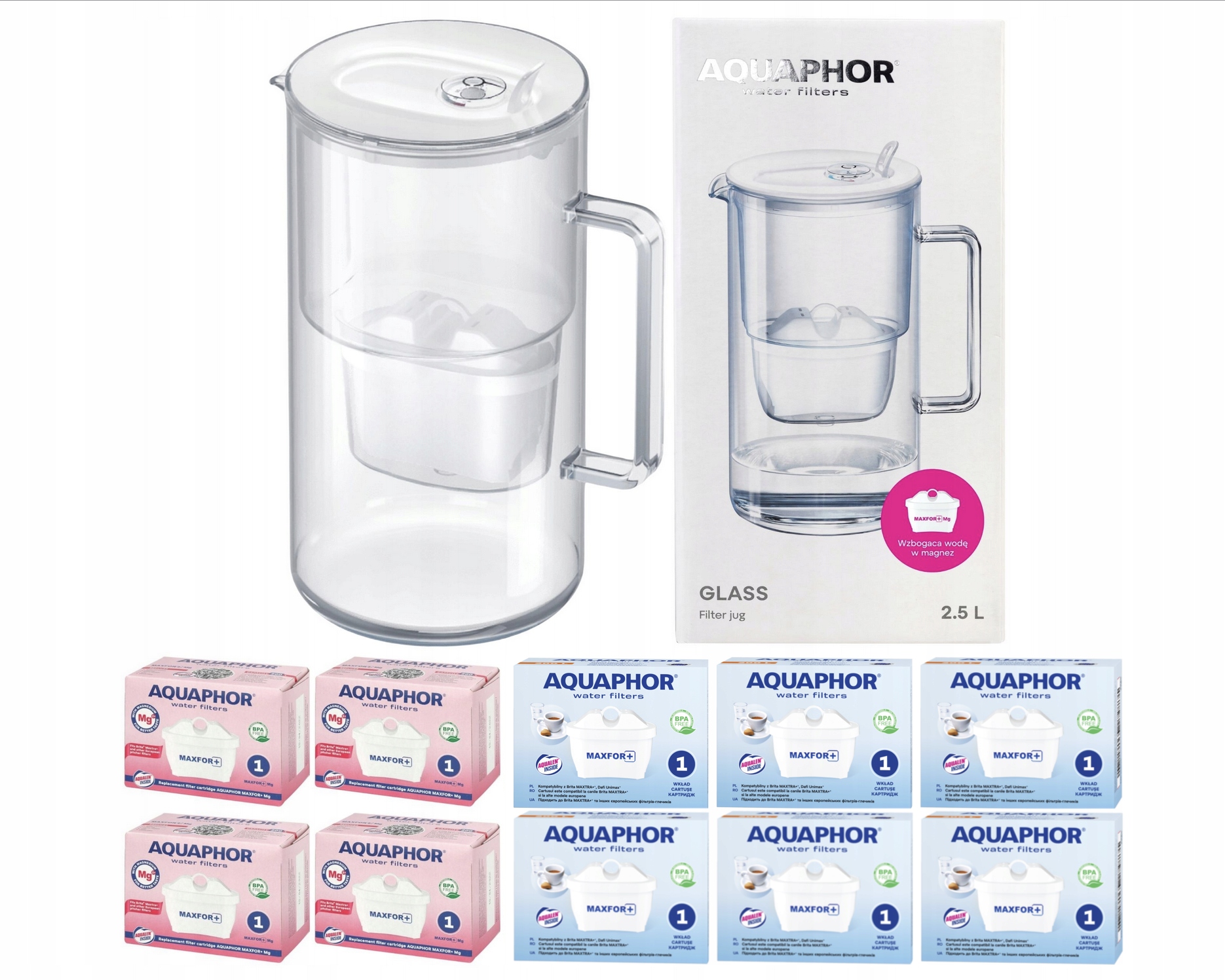 Dzbanek filtrujący Aquaphor Glass 2,5 l biały