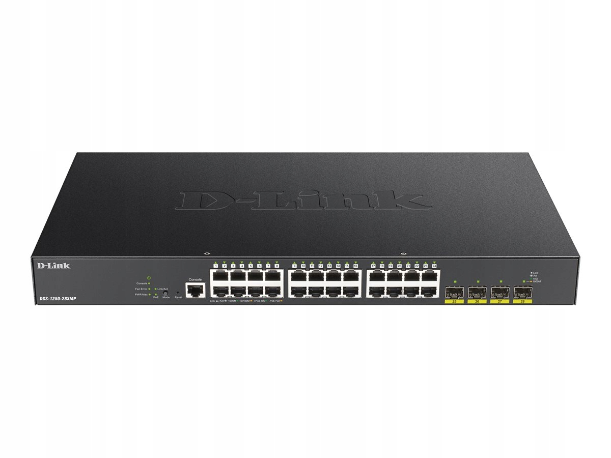 D-link 28-portový Smart PoE+ Switch so 4x 10G portami