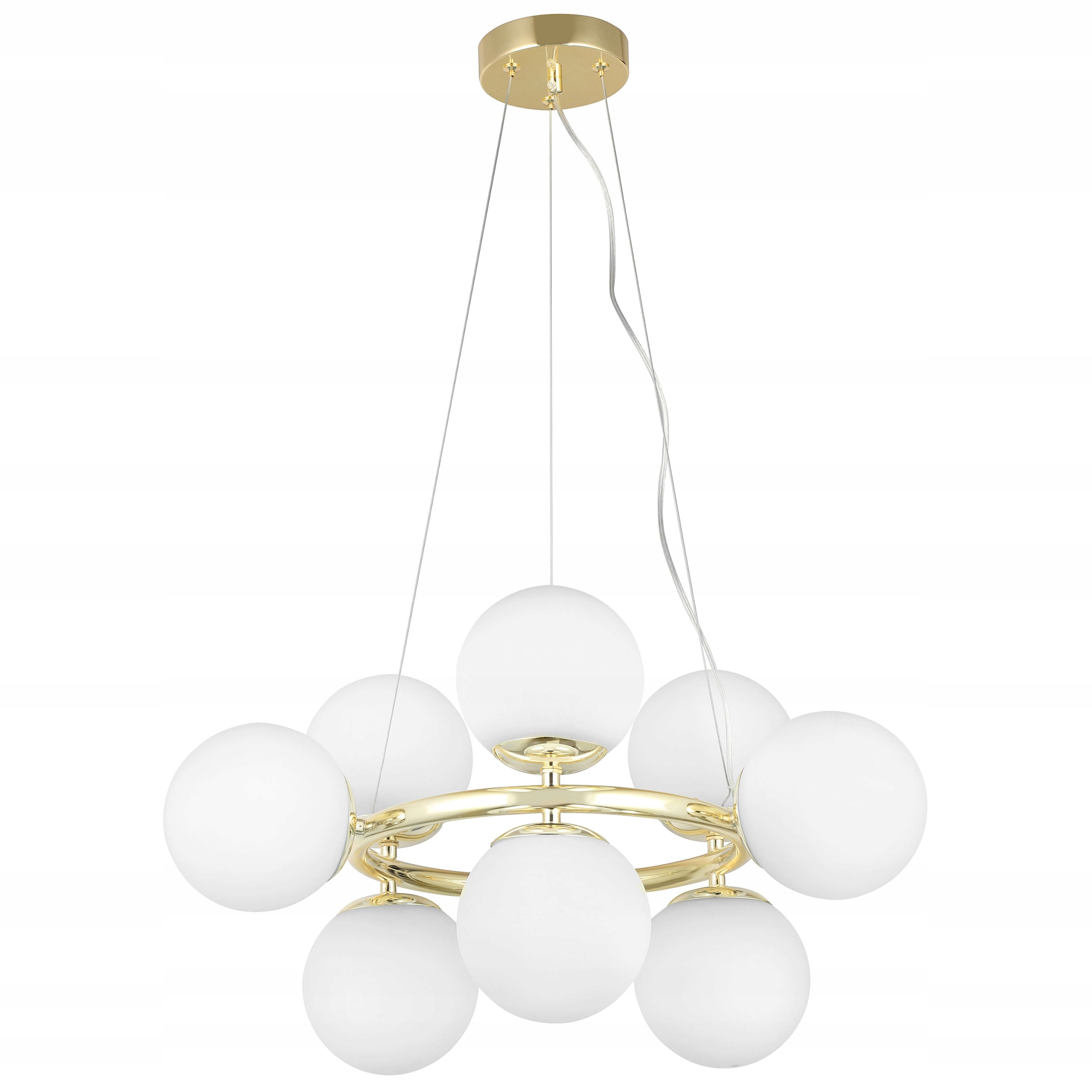 Lampa Wisząca Żyrandol Złota Nowoczesne Białe Kule Orio 9xE27