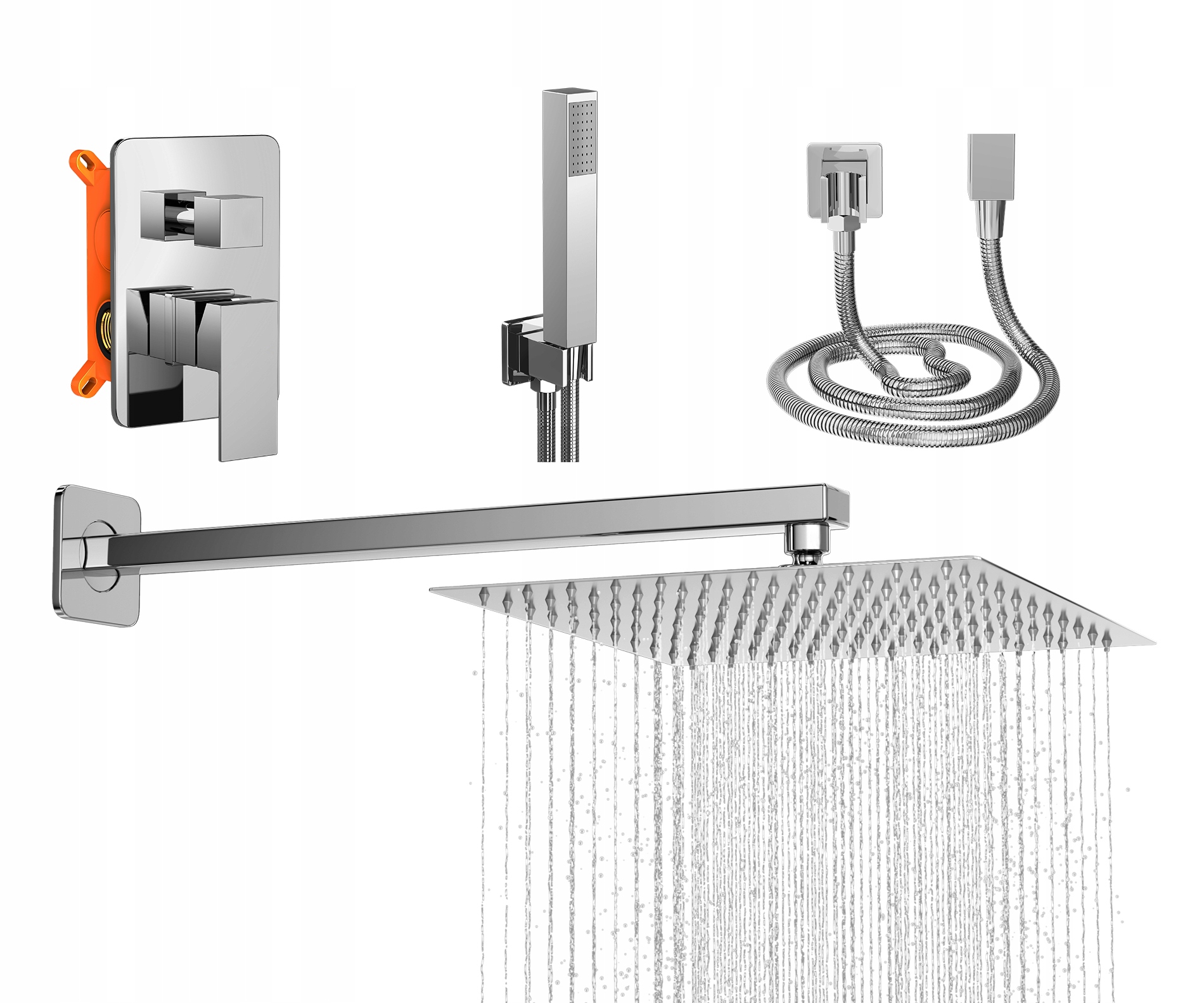 Sprchová Batéria Chróm Podomietková Sada Dažďová Sprcha Do Kúpeľne Paje