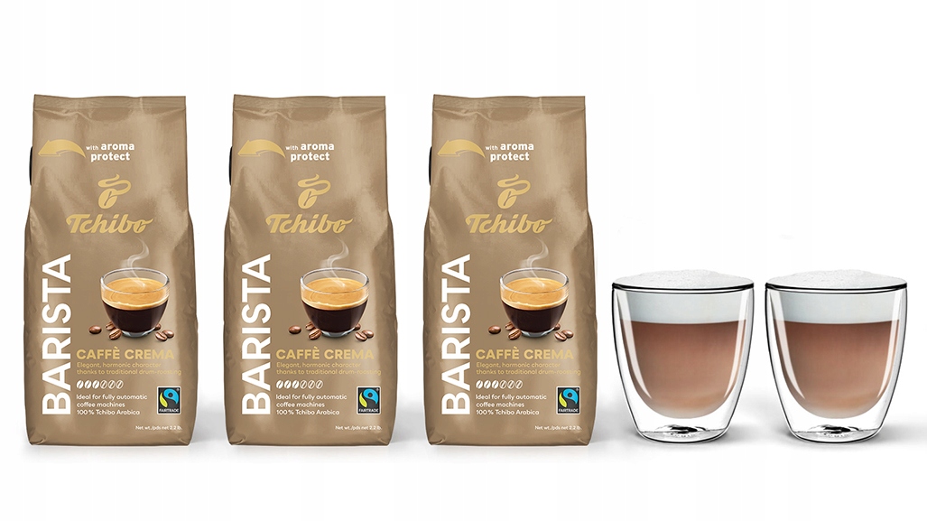 Kawa ziarnista Tchibo Barista Crema 3kg szklanki
