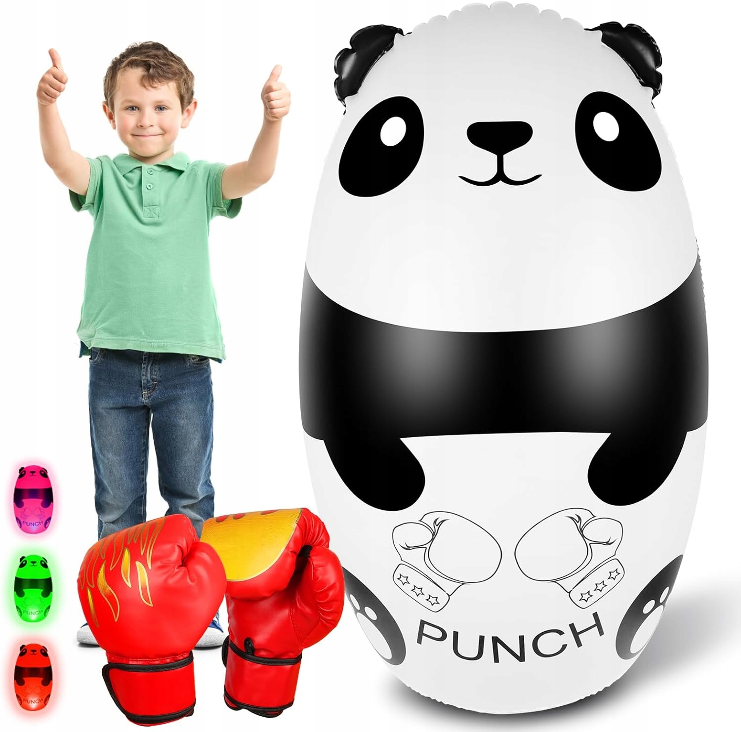 Dětský Boxovací Pytel 120 CM Panda Led S Rukavicemi