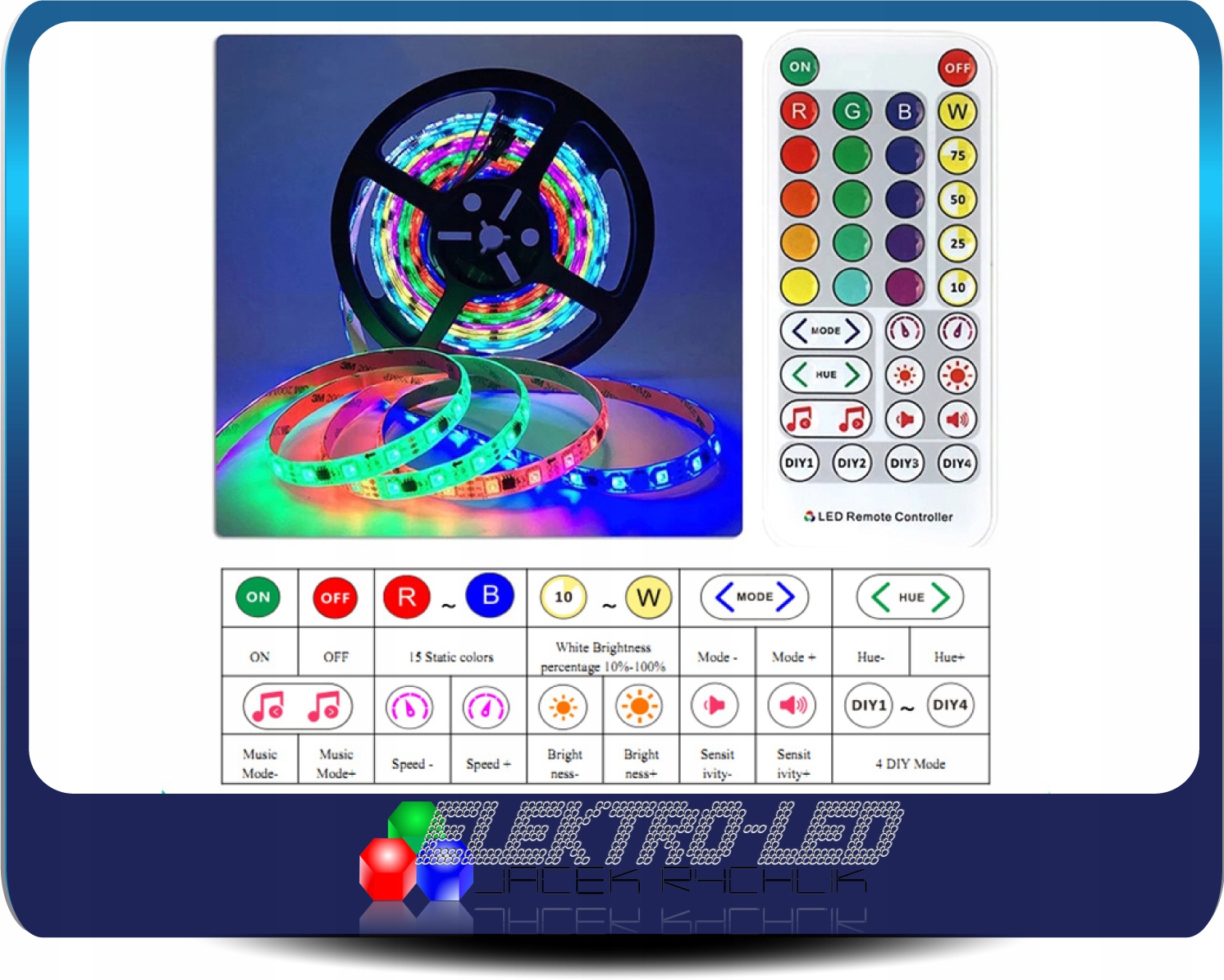 SP613E kontroler LED RGB PILOT BLUETOTH AndroidiOS Marka Elektro-LED