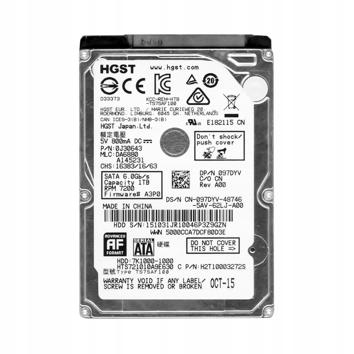 Dysk twardy Hgst TravelStar 7K1000 1000GB 1TB Sata III 2,5" 7200RPM