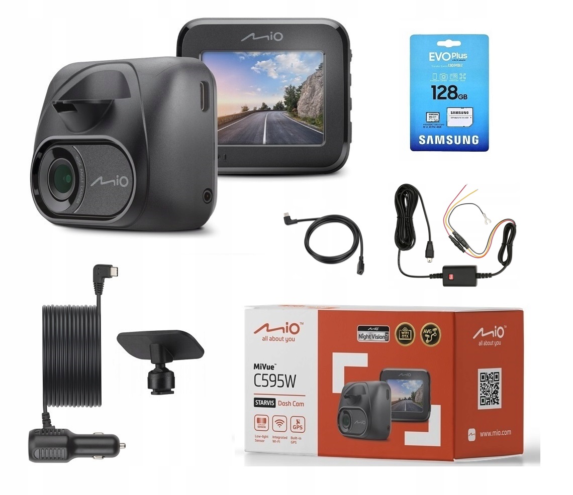 WIDEOREJESTRATOR MIO MIVUE C595W KAMERA SAMOCHODOWA + 128GB + SMARTBOX IV
