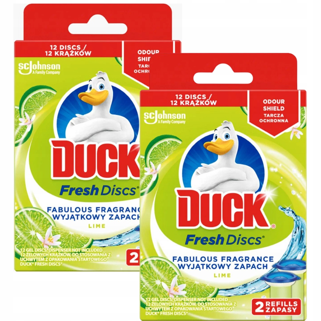 ŻELOWE KRĄŻKI Do TOALETY Czyszczenie WC Duck Fresh Discs LIME DUO ZAPAS x2