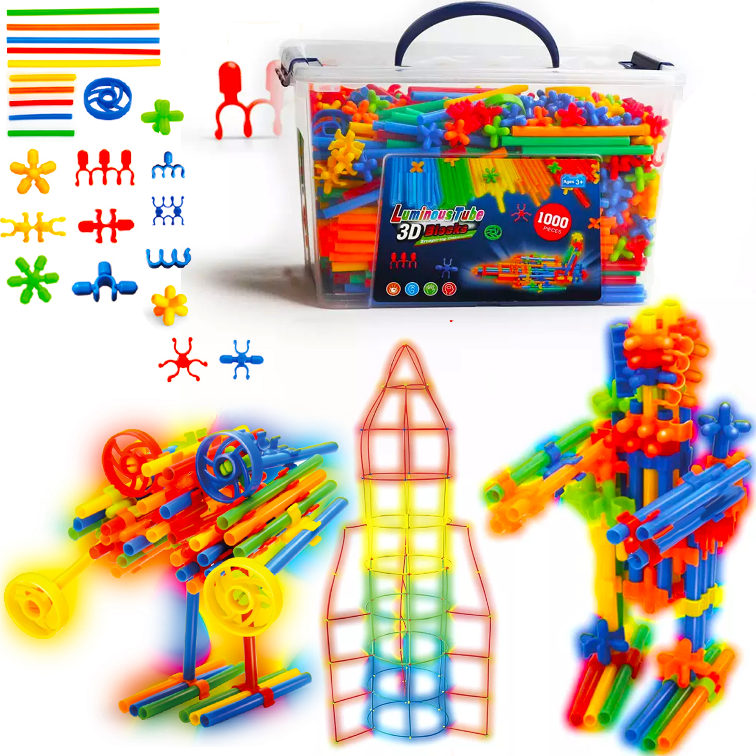 

Klocki Konstrukcyjne Słomki Patyczki 1000el Świecą