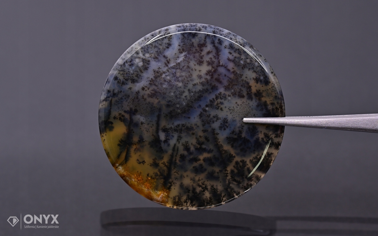 Dendritový achát z Kazachstánu konvexní mělký kruh