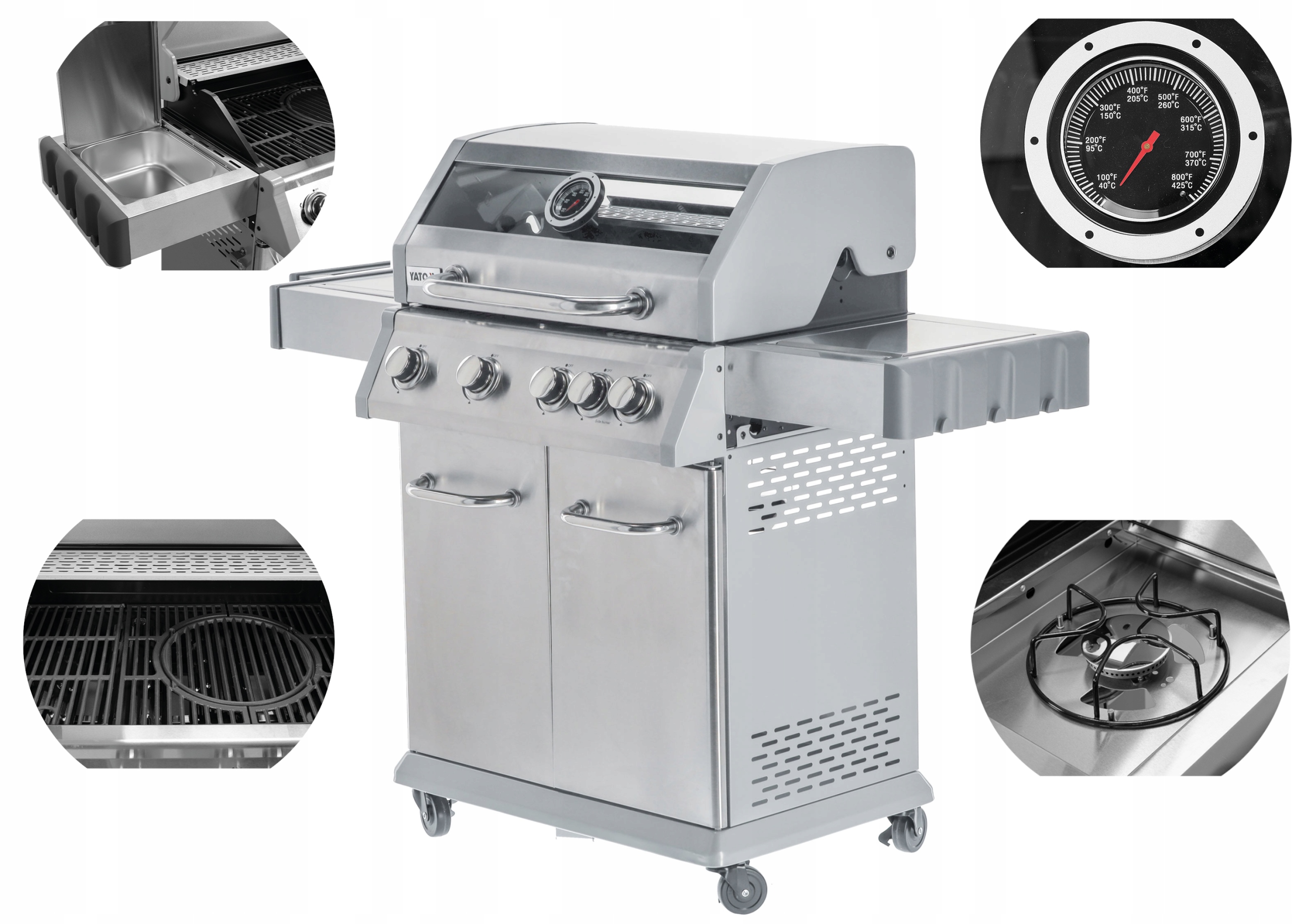 

Grill Gazowy Ogrodowy 14.2 Kw Z Szybą Palniki 4+1